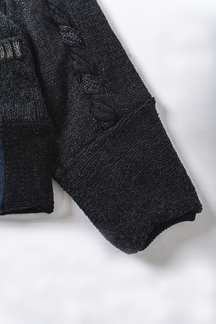 【REMAKEBYK×StyleReborn】Remake Cropped Knit Sweater Black