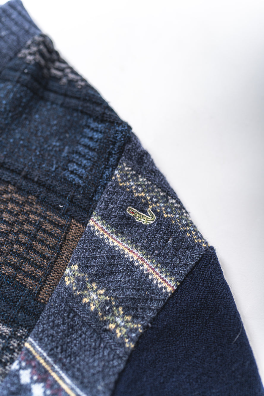 【REMAKEBYK×StyleReborn】Remake Cropped Knit Sweater Navy