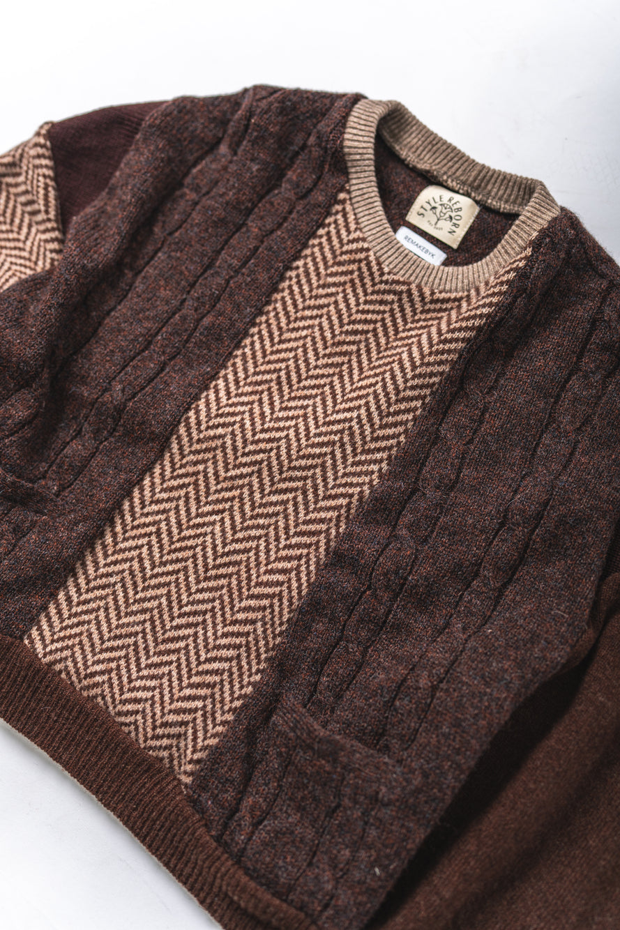 【REMAKEBYK×StyleReborn】Remake Cropped Knit Sweater Brown