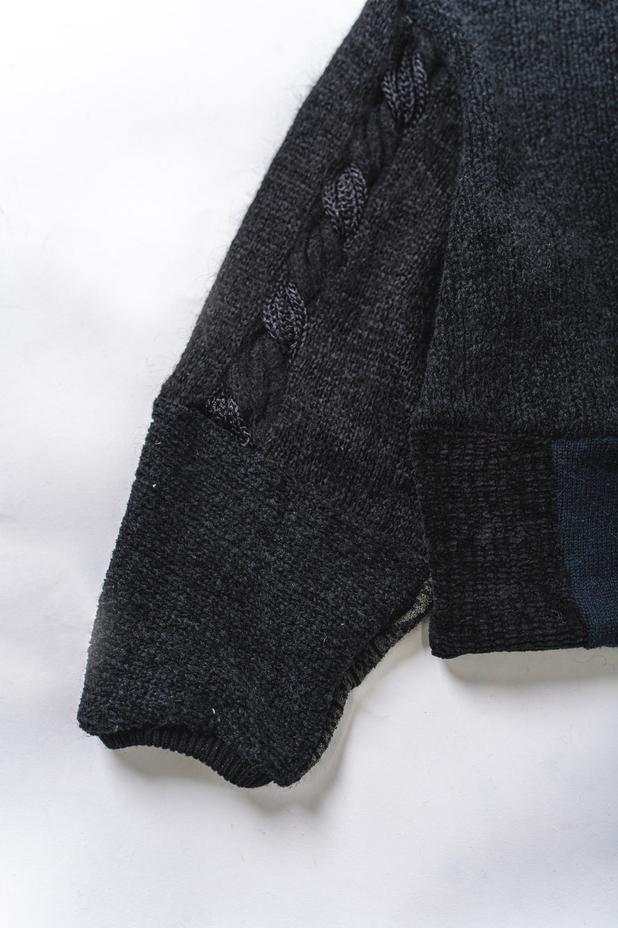 【REMAKEBYK×StyleReborn】Remake Cropped Knit Sweater Black