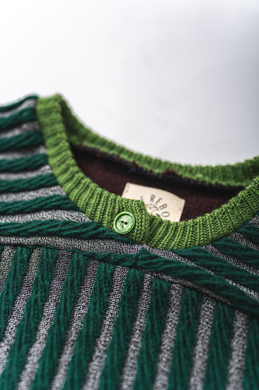 【REMAKEBYK×StyleReborn】Remake Cropped Knit Sweater Green×Brown