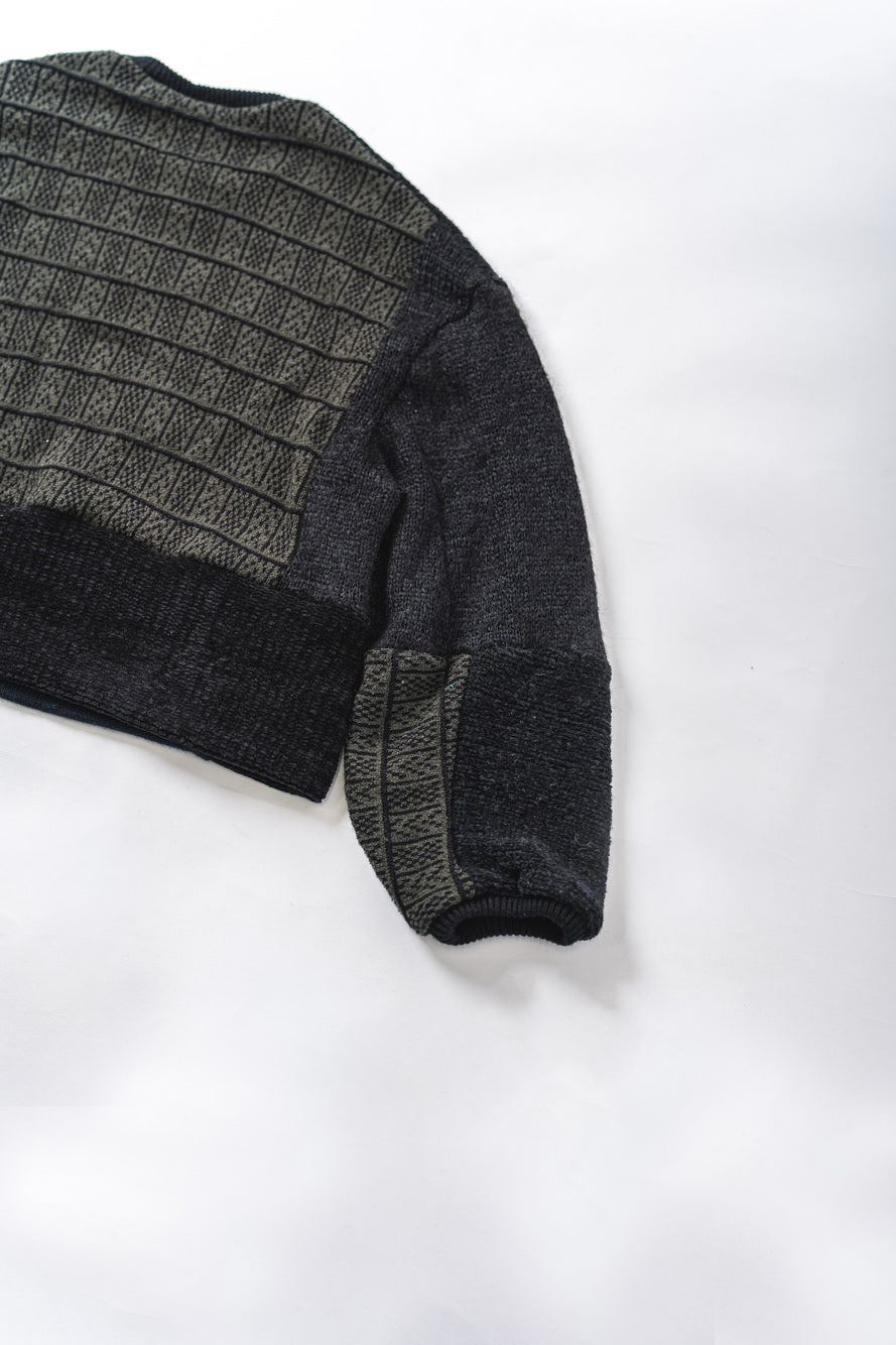 【REMAKEBYK×StyleReborn】Remake Cropped Knit Sweater Black