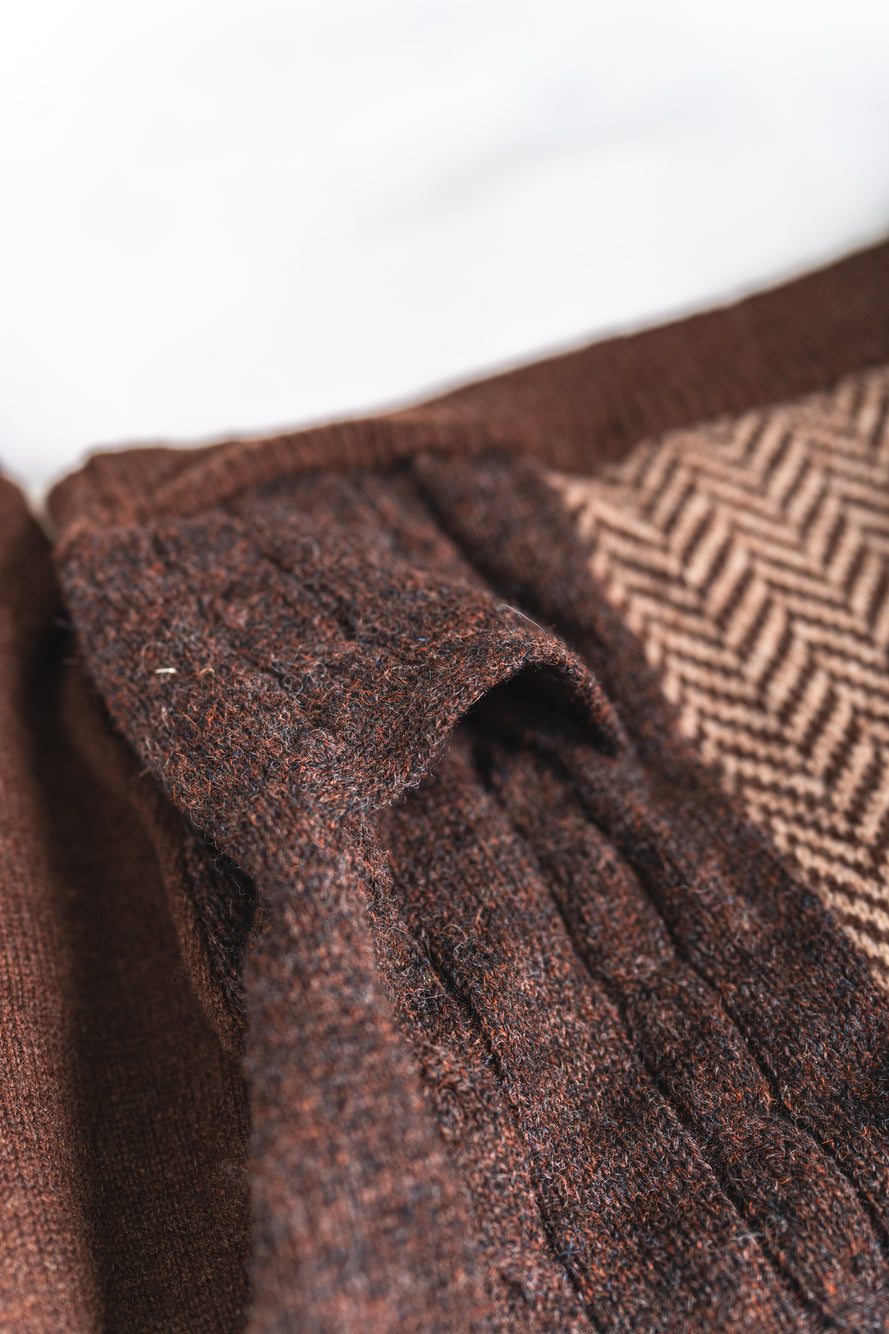 【REMAKEBYK×StyleReborn】Remake Cropped Knit Sweater Brown