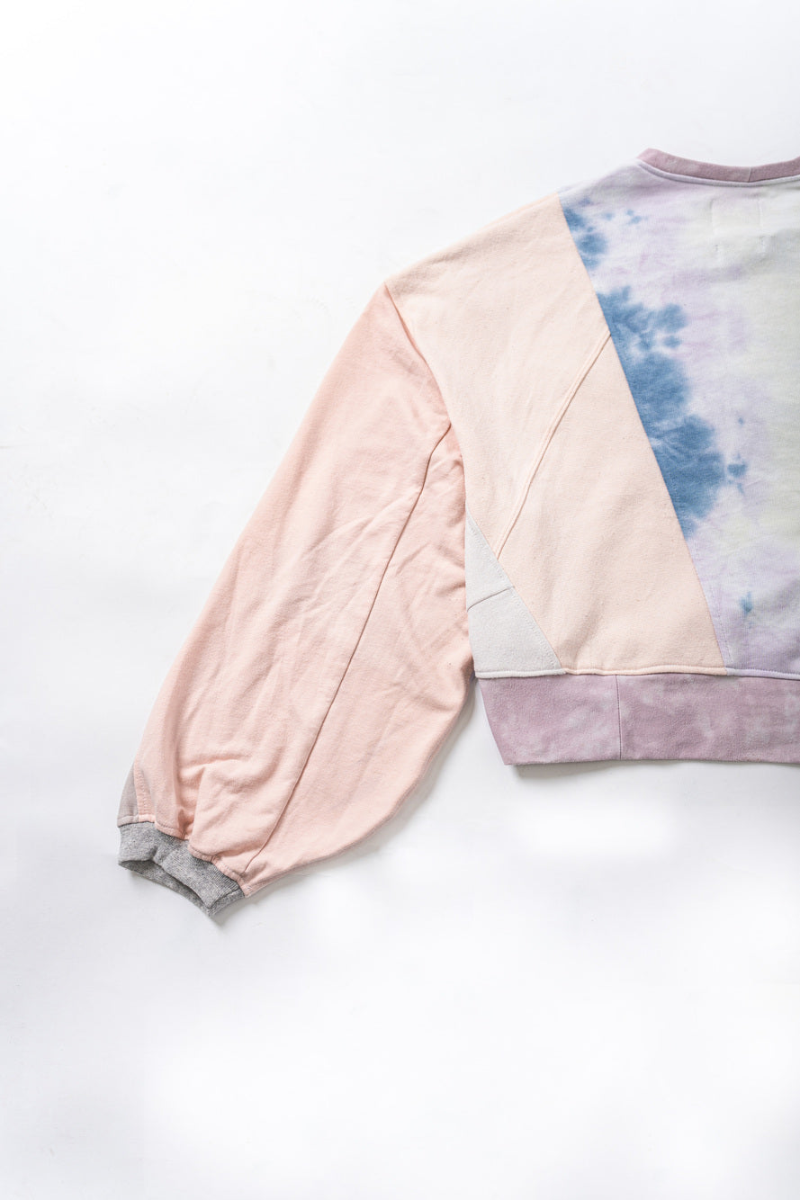 【REMAKEBYK×StyleReborn】Remake Cropped Sweat Pink &Purple Taidai