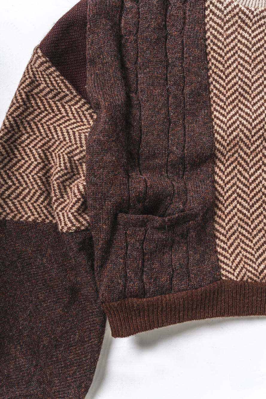 【REMAKEBYK×StyleReborn】Remake Cropped Knit Sweater Brown