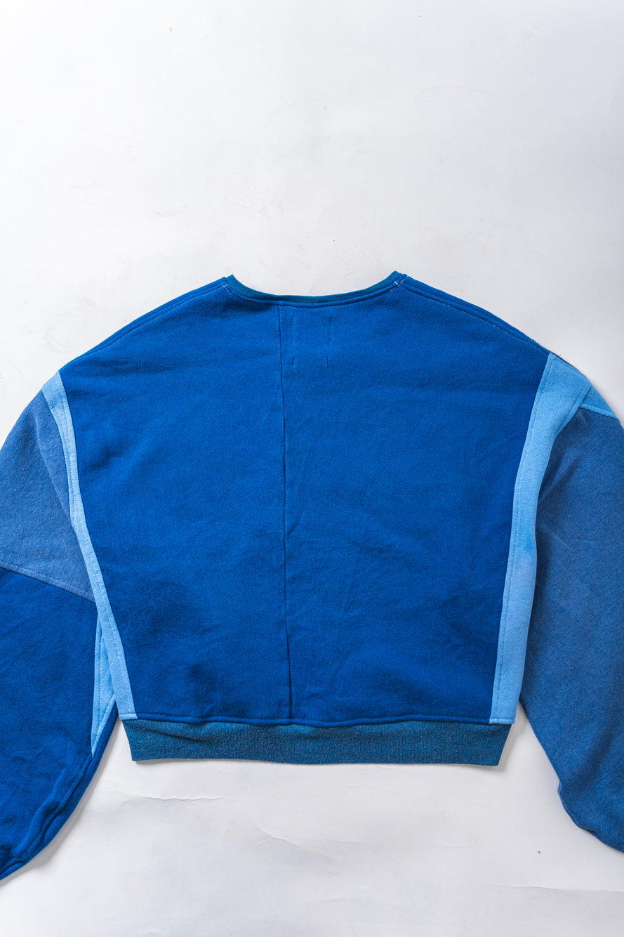【REMAKEBYK×StyleReborn】Remake Cropped Sweat Blue