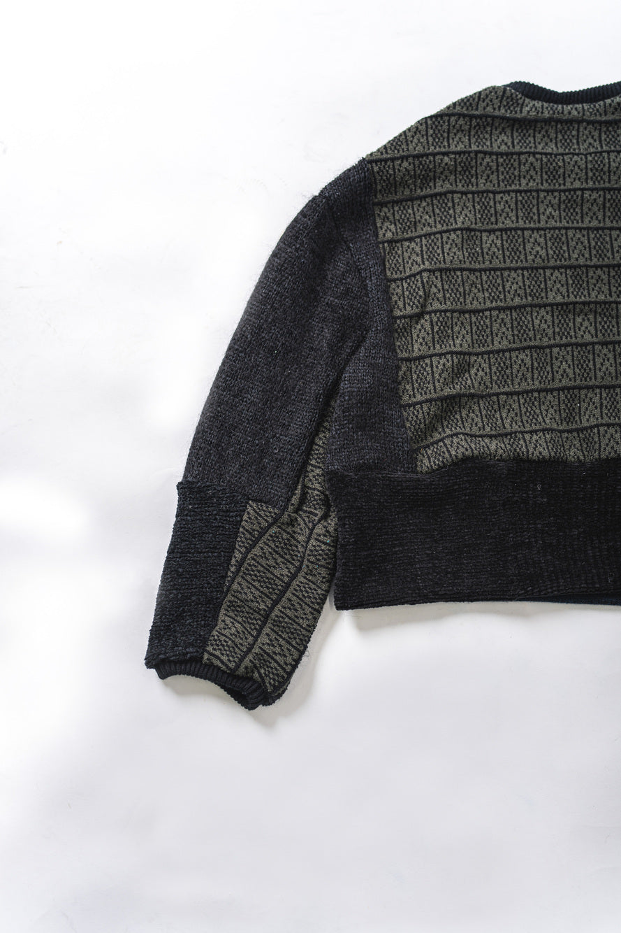 【REMAKEBYK×StyleReborn】Remake Cropped Knit Sweater Black