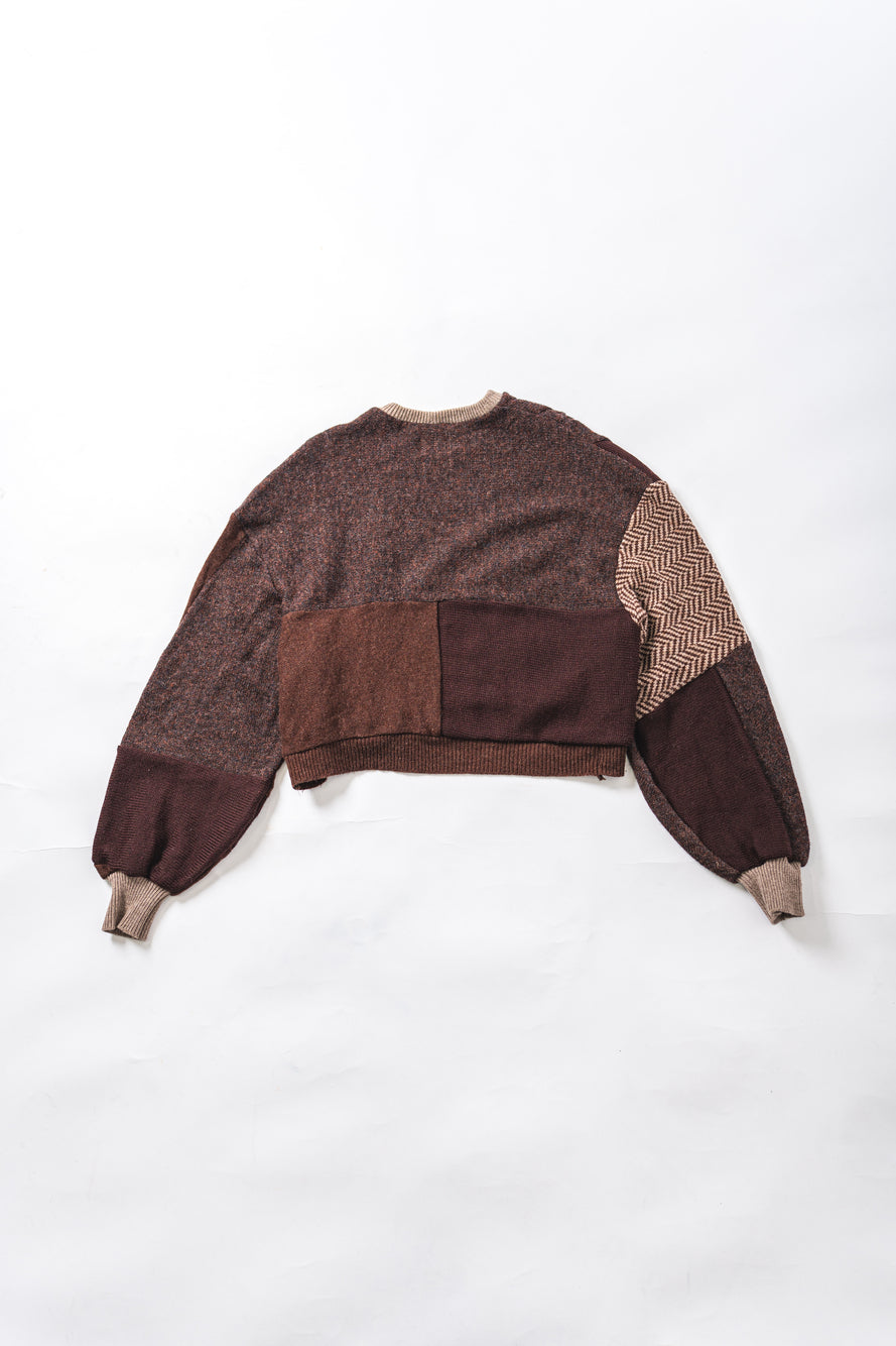 【REMAKEBYK×StyleReborn】Remake Cropped Knit Sweater Brown