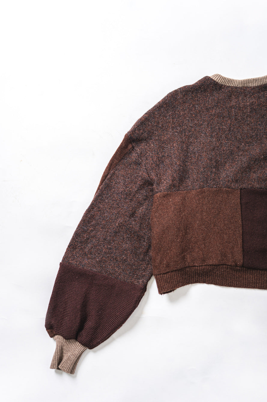 【REMAKEBYK×StyleReborn】Remake Cropped Knit Sweater Brown