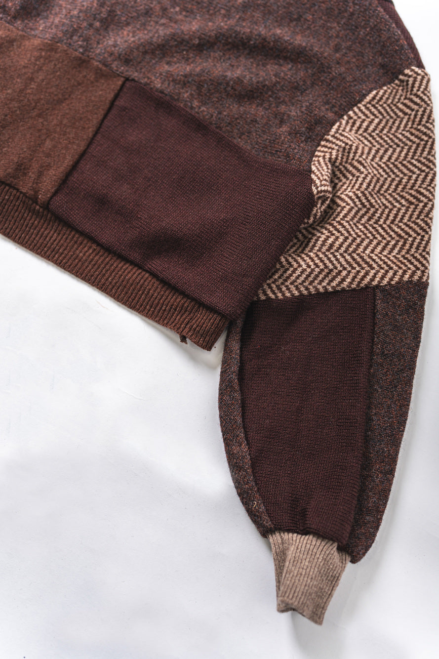 【REMAKEBYK×StyleReborn】Remake Cropped Knit Sweater Brown