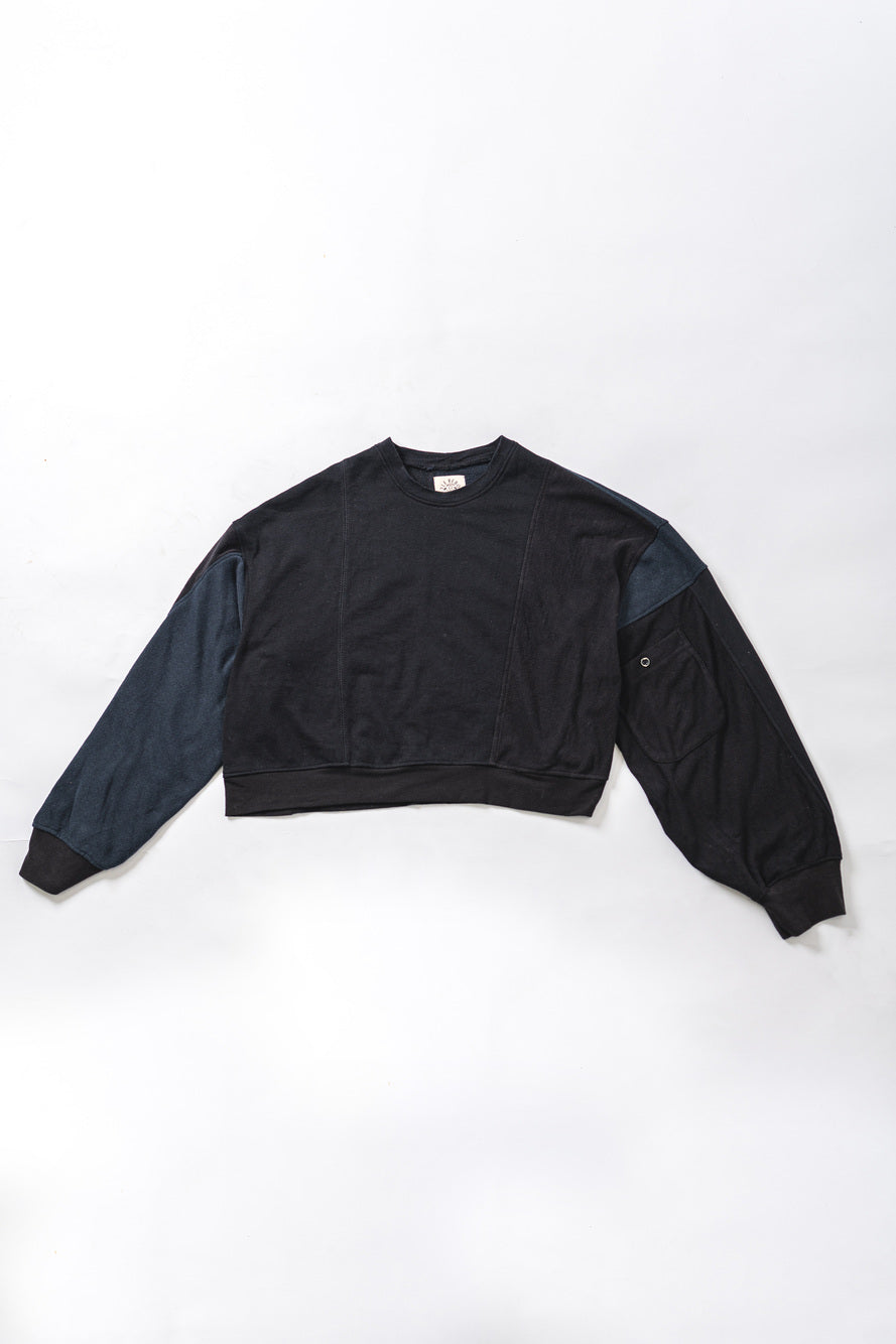 【REMAKEBYK×StyleReborn】Remake Cropped Sweat Black&Navy
