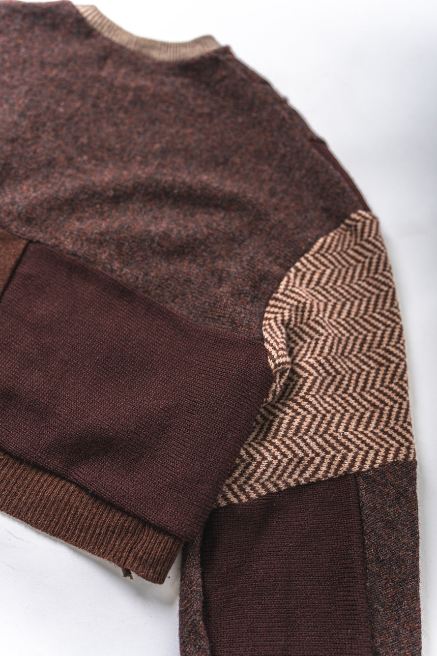 【REMAKEBYK×StyleReborn】Remake Cropped Knit Sweater Brown