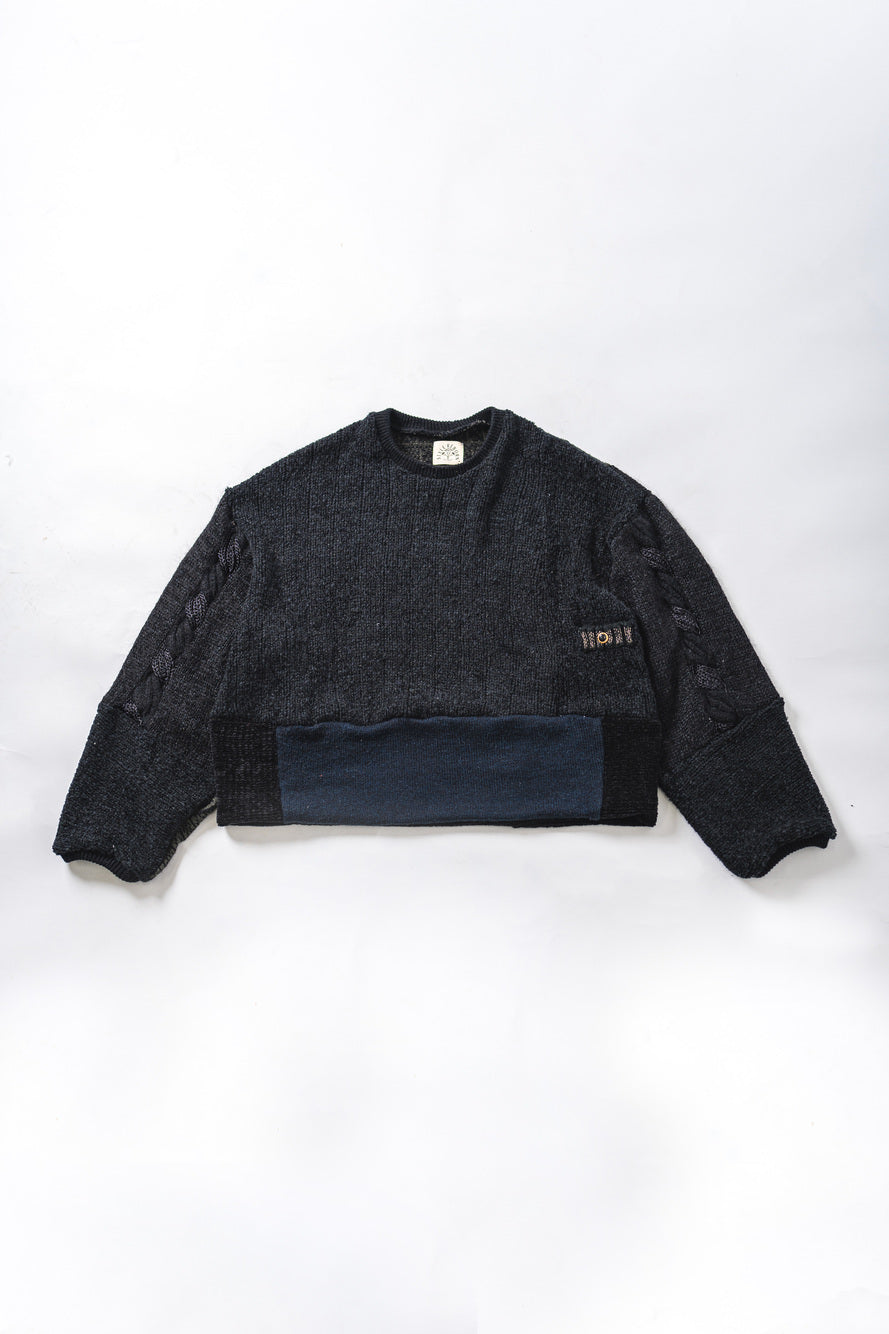 【REMAKEBYK×StyleReborn】Remake Cropped Knit Sweater Black