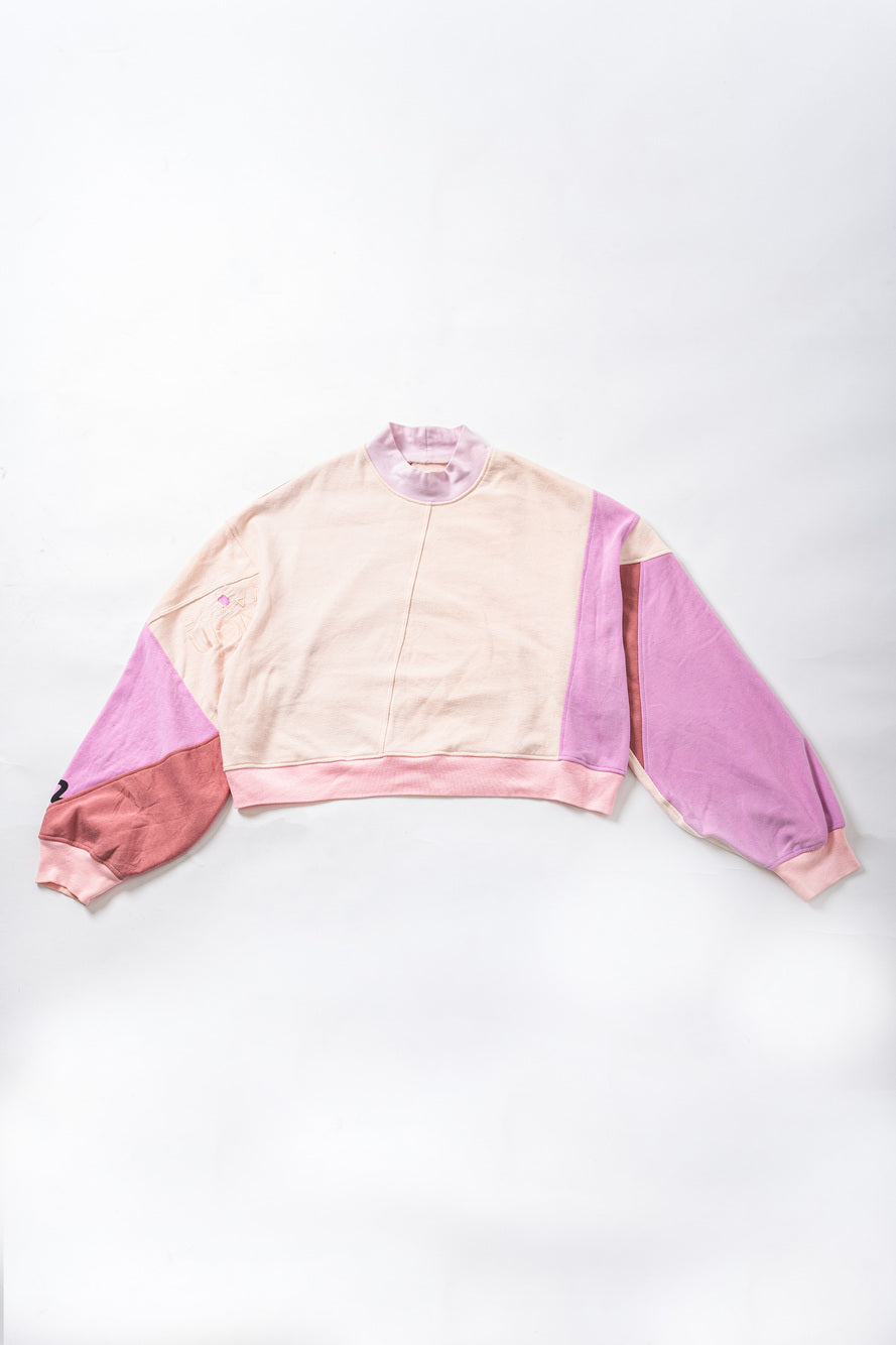 【REMAKEBYK×StyleReborn】Remake Cropped Sweat White×Pink