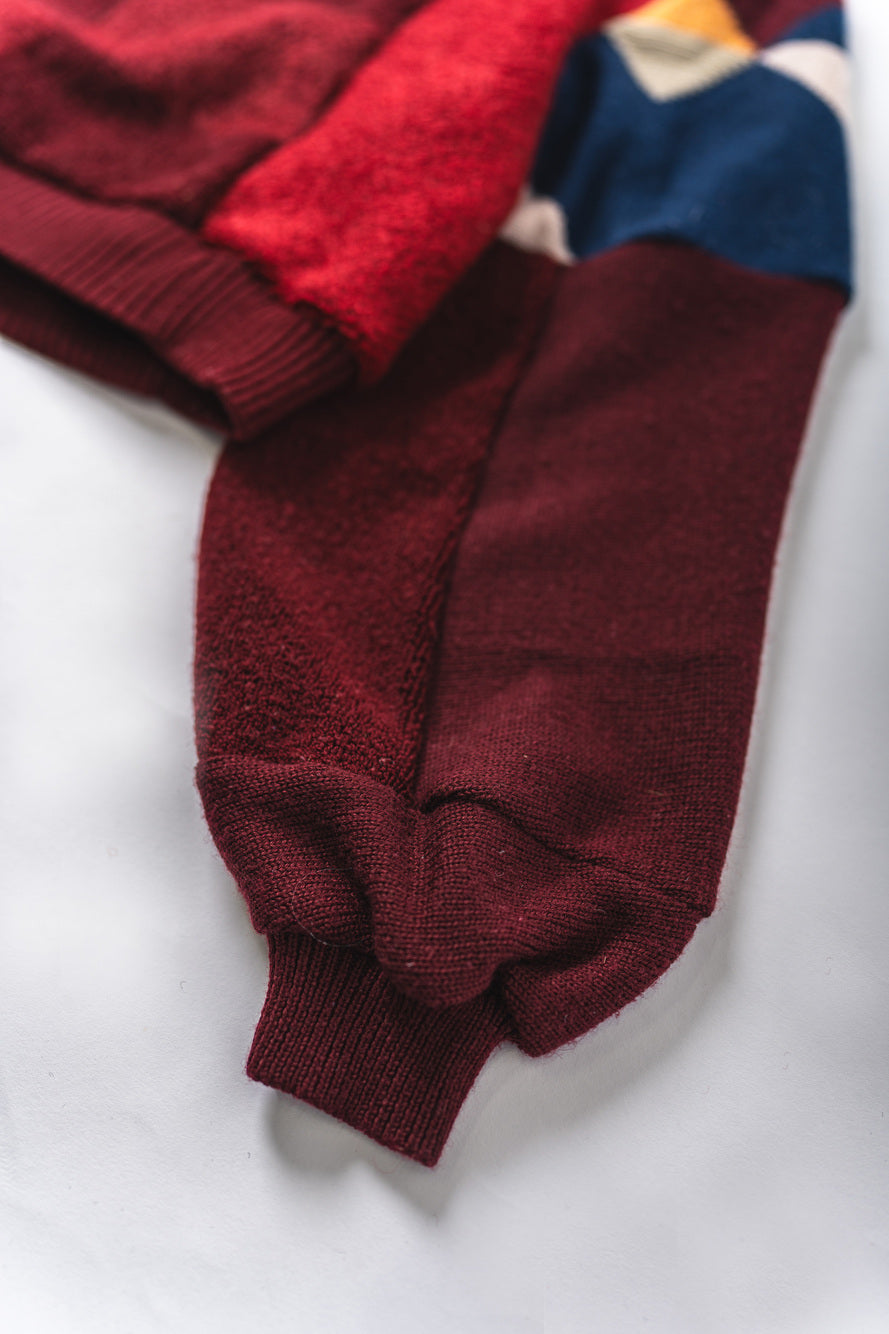 【REMAKEBYK×StyleReborn】Remake Cropped Knit Sweater Red