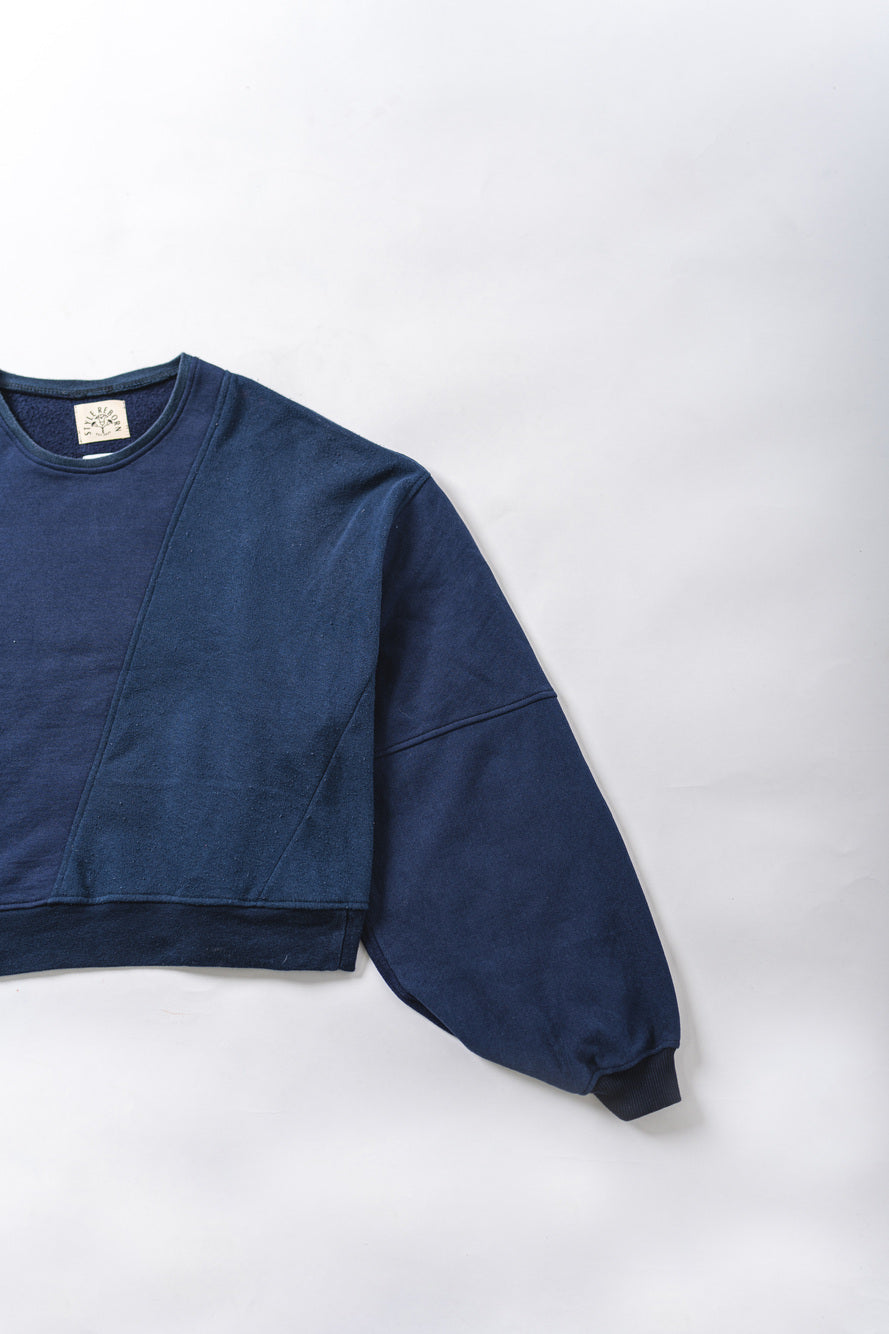 【REMAKEBYK×StyleReborn】Remake Cropped Sweat Navy