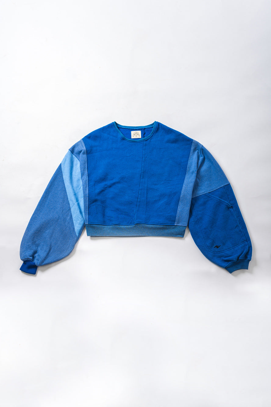 【REMAKEBYK×StyleReborn】Remake Cropped Sweat Blue