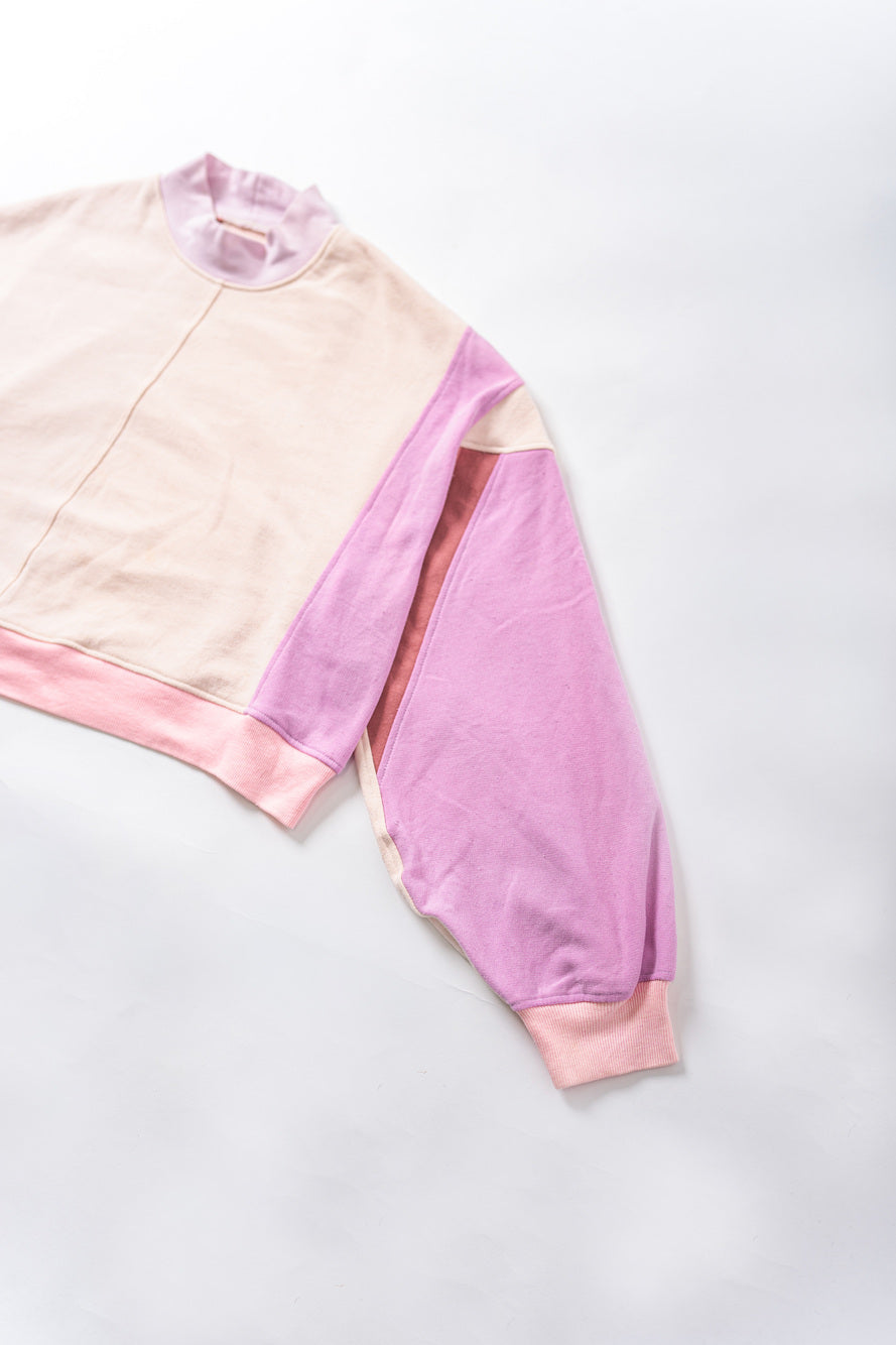 【REMAKEBYK×StyleReborn】Remake Cropped Sweat White×Pink