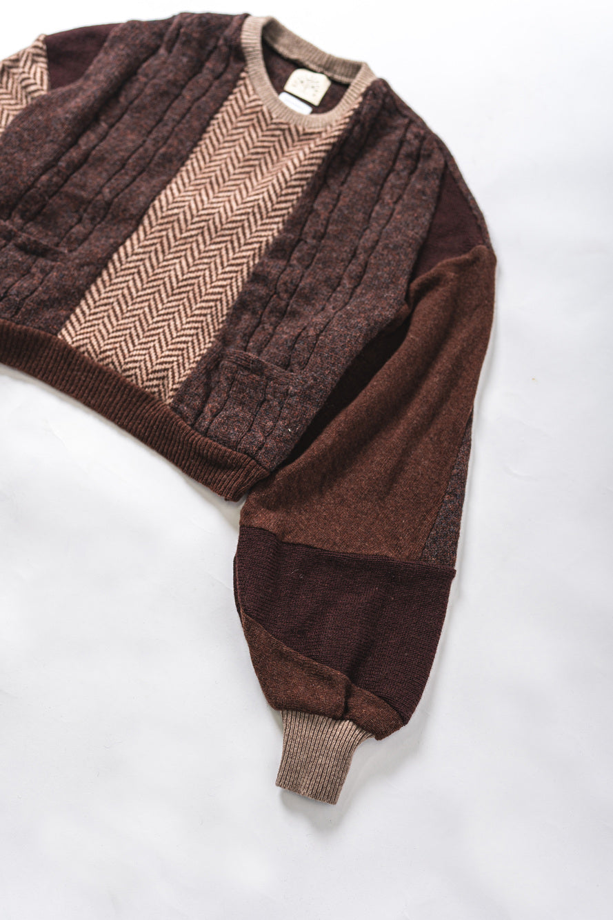【REMAKEBYK×StyleReborn】Remake Cropped Knit Sweater Brown