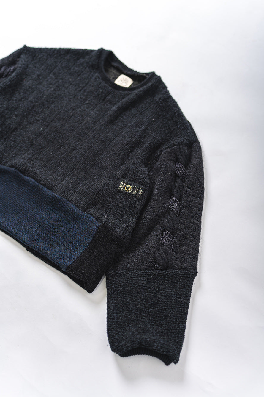 【REMAKEBYK×StyleReborn】Remake Cropped Knit Sweater Black