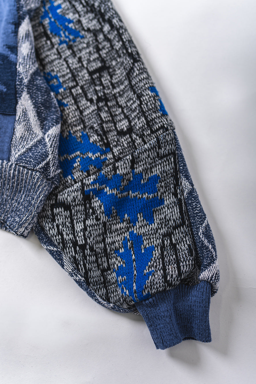 【REMAKEBYK×StyleReborn】Remake Cropped Knit Sweater Blue