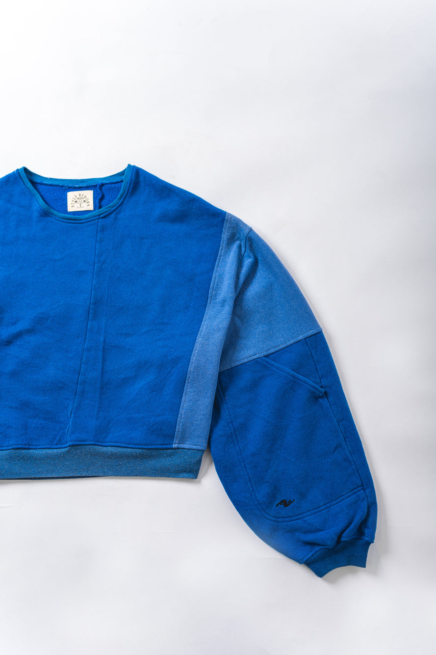 【REMAKEBYK×StyleReborn】Remake Cropped Sweat Blue