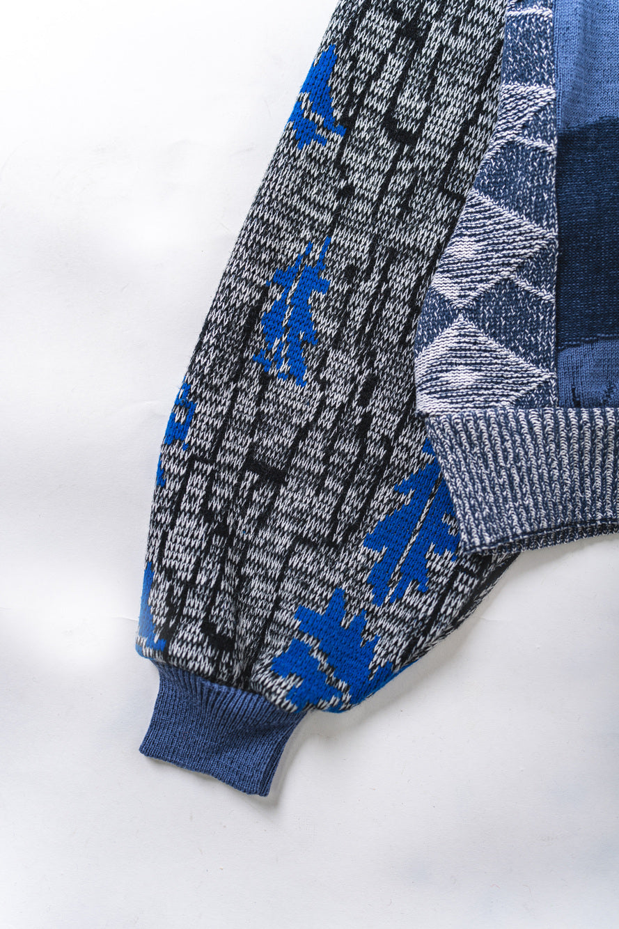 【REMAKEBYK×StyleReborn】Remake Cropped Knit Sweater Blue