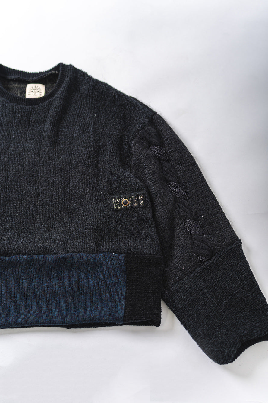 【REMAKEBYK×StyleReborn】Remake Cropped Knit Sweater Black