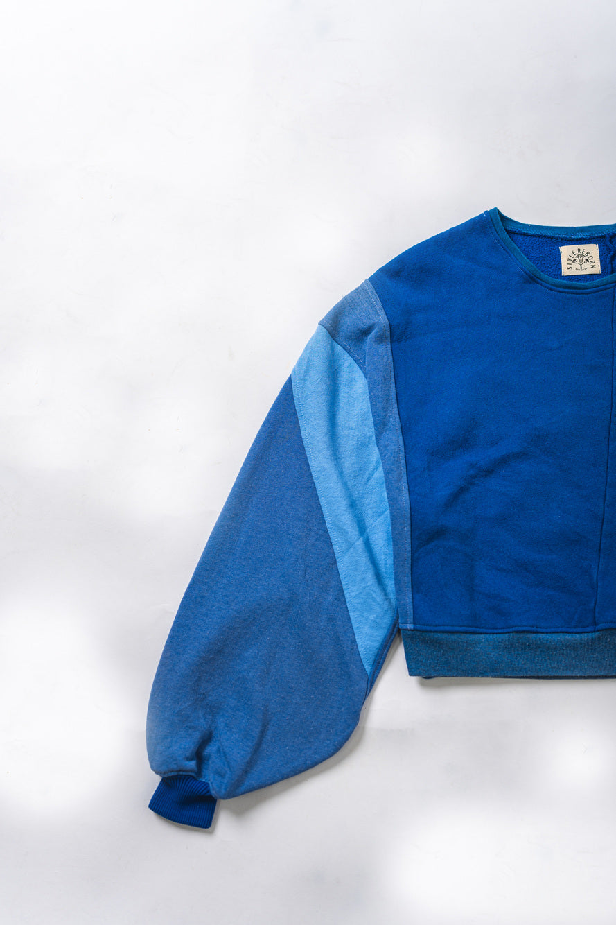 【REMAKEBYK×StyleReborn】Remake Cropped Sweat Blue