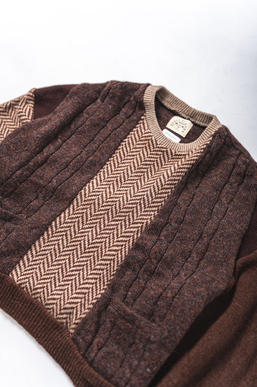 【REMAKEBYK×StyleReborn】Remake Cropped Knit Sweater Brown
