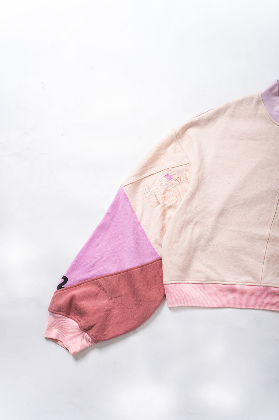 【REMAKEBYK×StyleReborn】Remake Cropped Sweat White×Pink