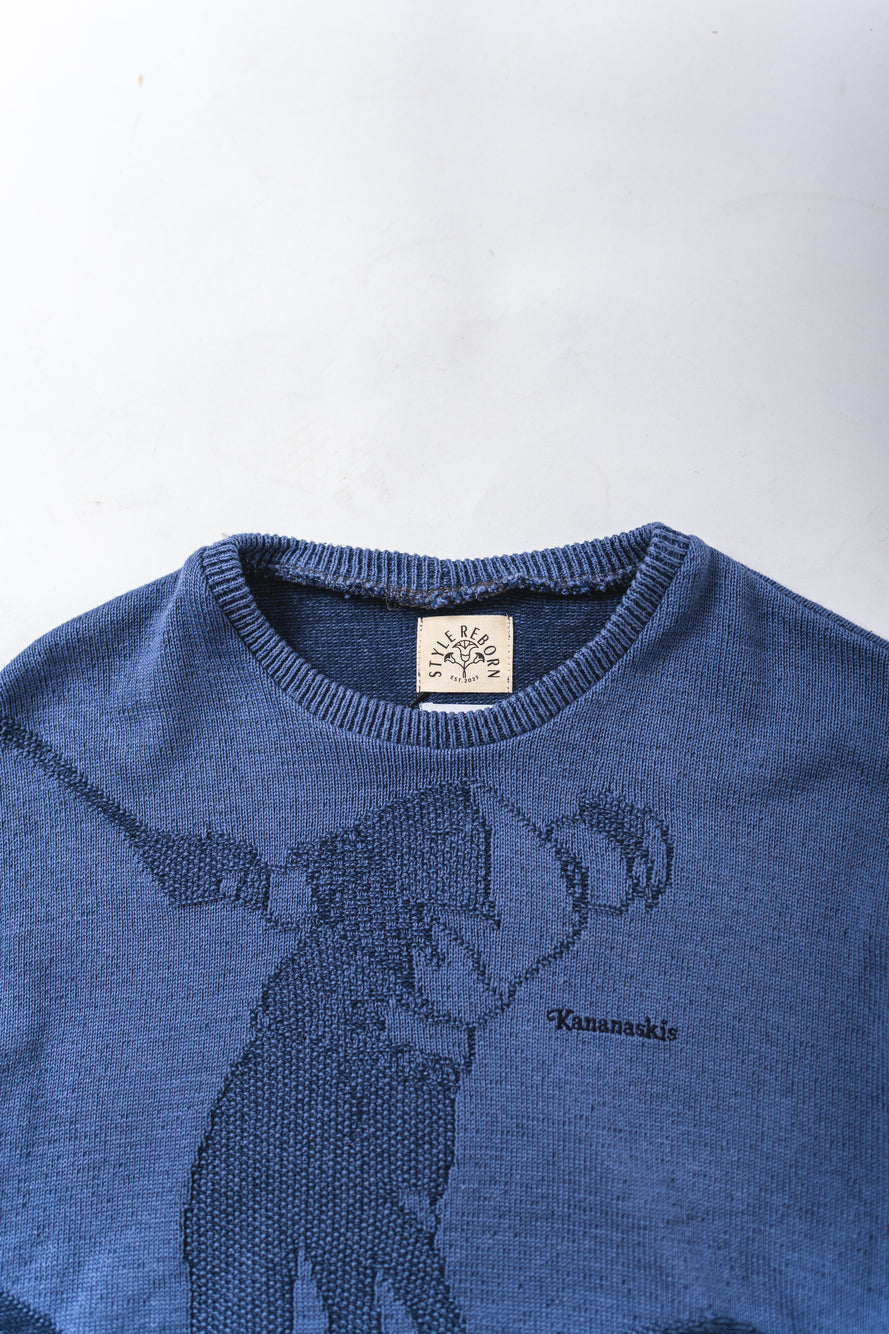 【REMAKEBYK×StyleReborn】Remake Cropped Knit Sweater Blue