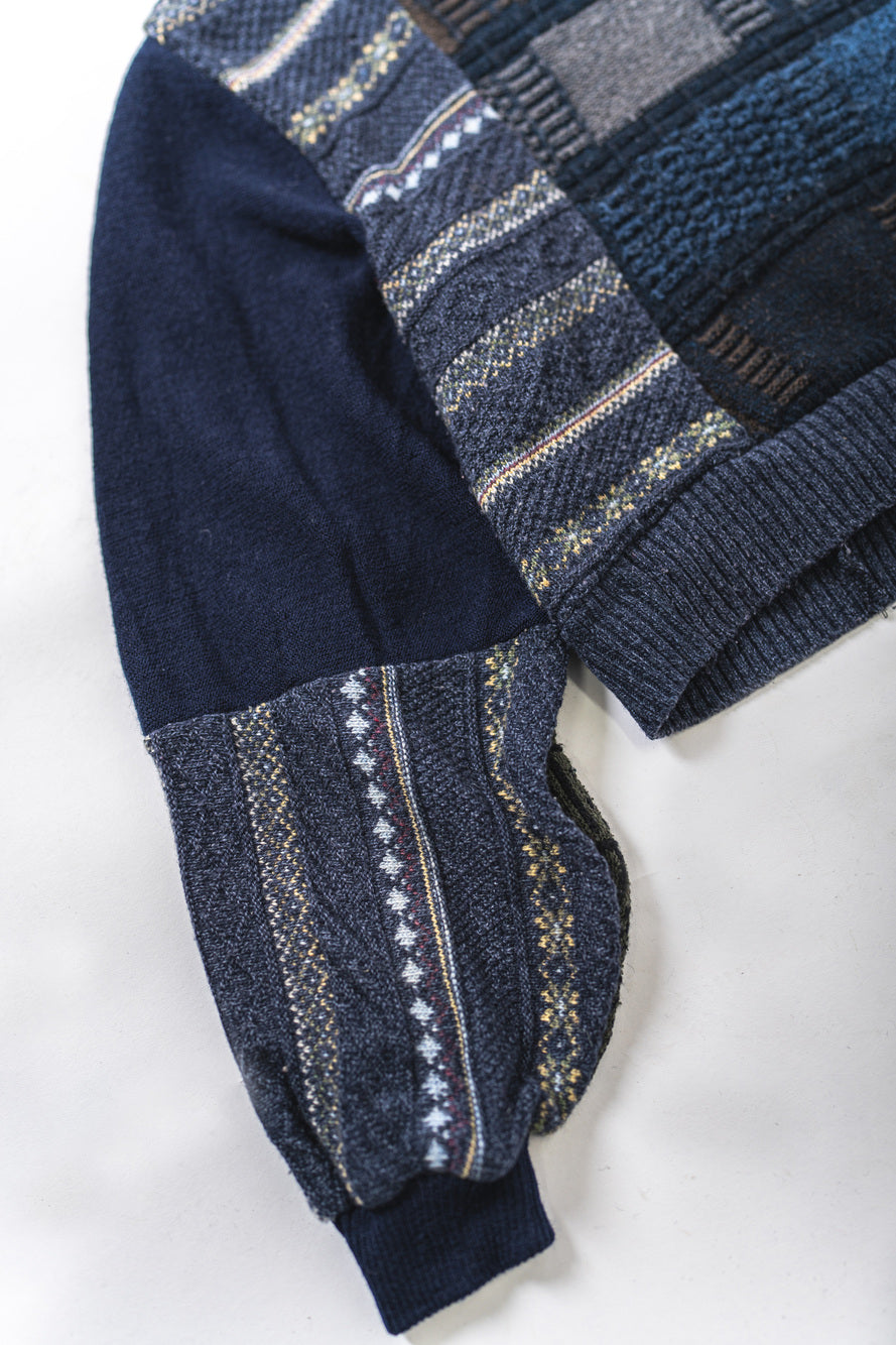 【REMAKEBYK×StyleReborn】Remake Cropped Knit Sweater Navy