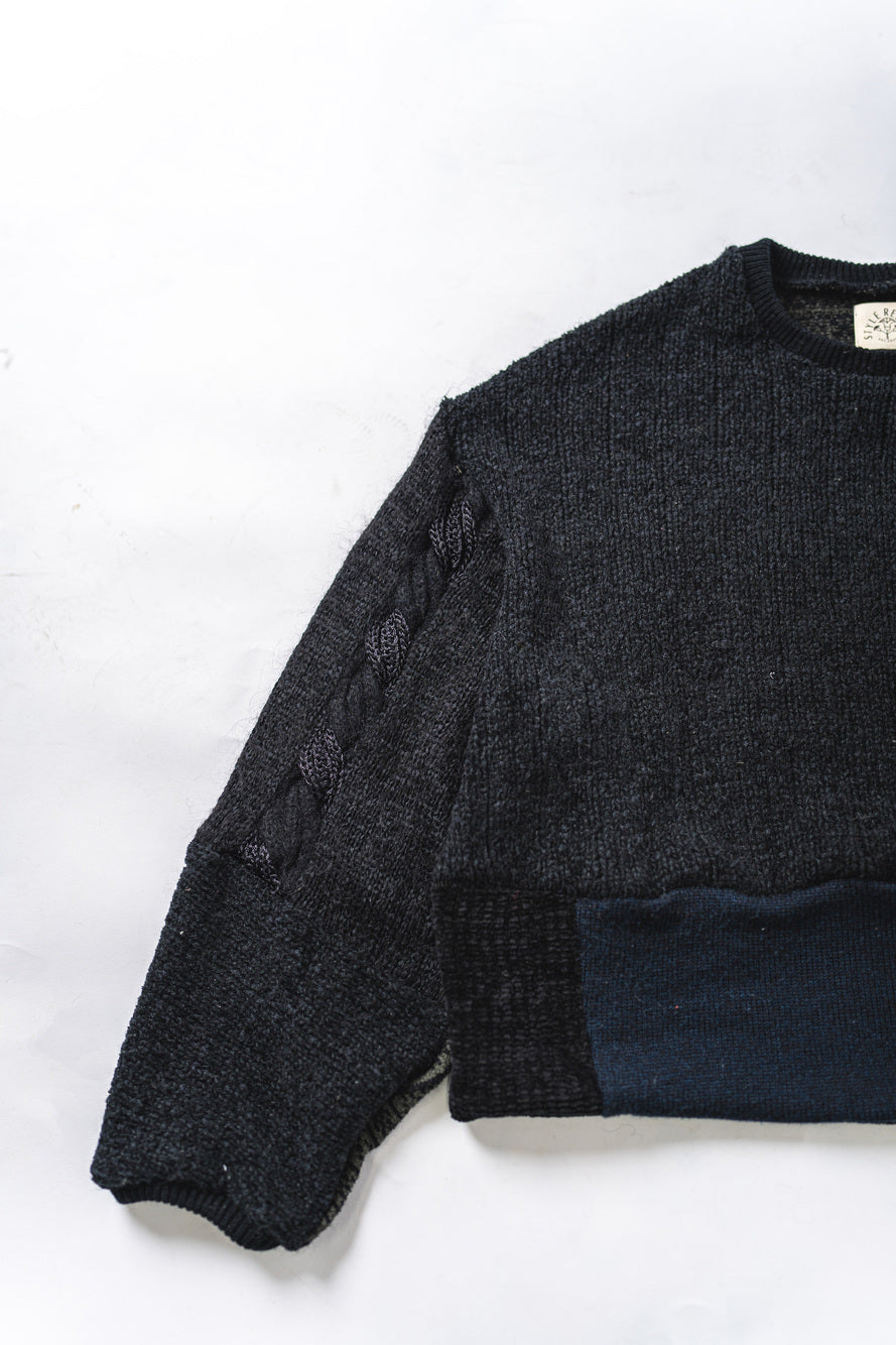 【REMAKEBYK×StyleReborn】Remake Cropped Knit Sweater Black