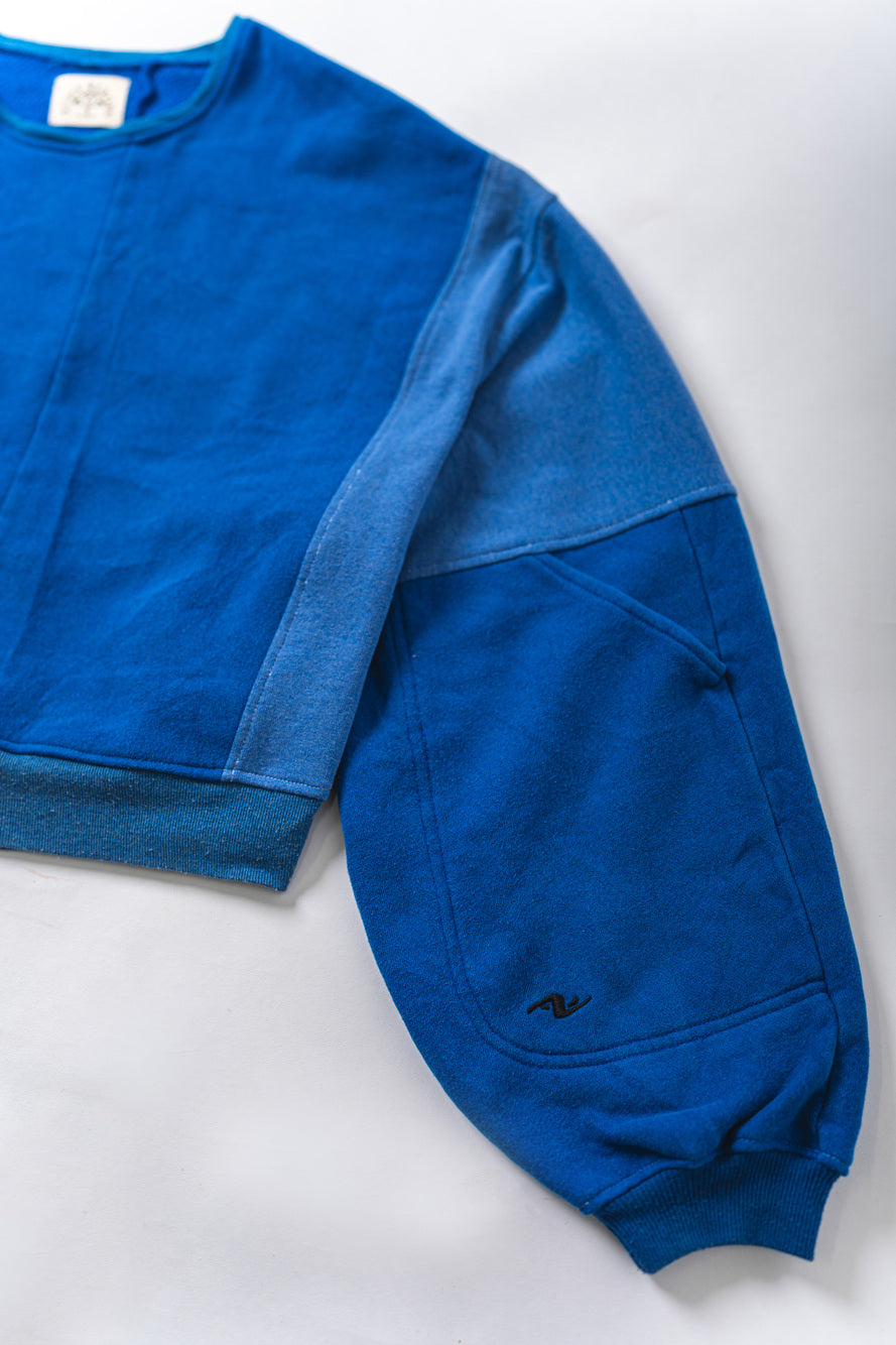 【REMAKEBYK×StyleReborn】Remake Cropped Sweat Blue