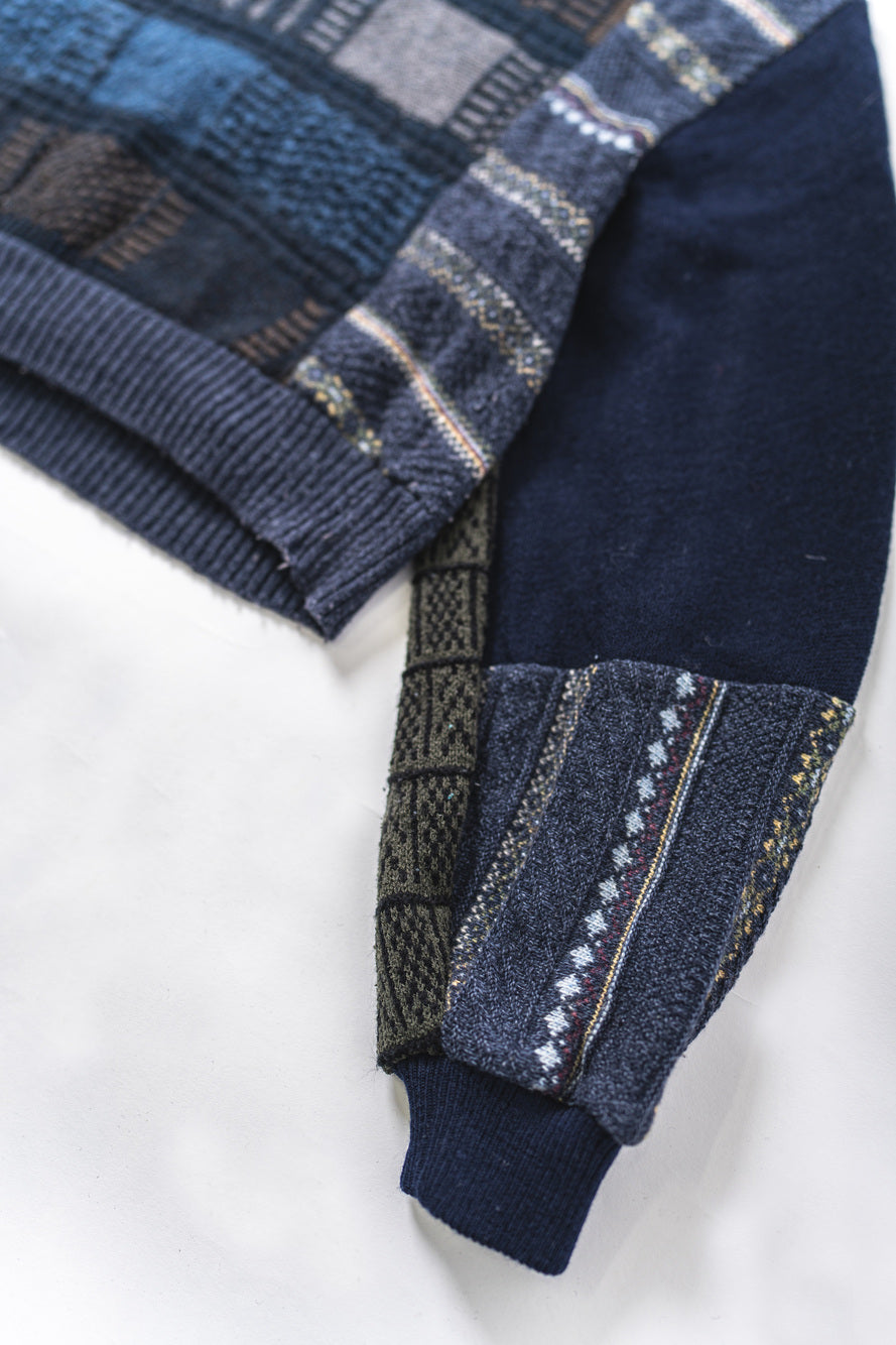 【REMAKEBYK×StyleReborn】Remake Cropped Knit Sweater Navy
