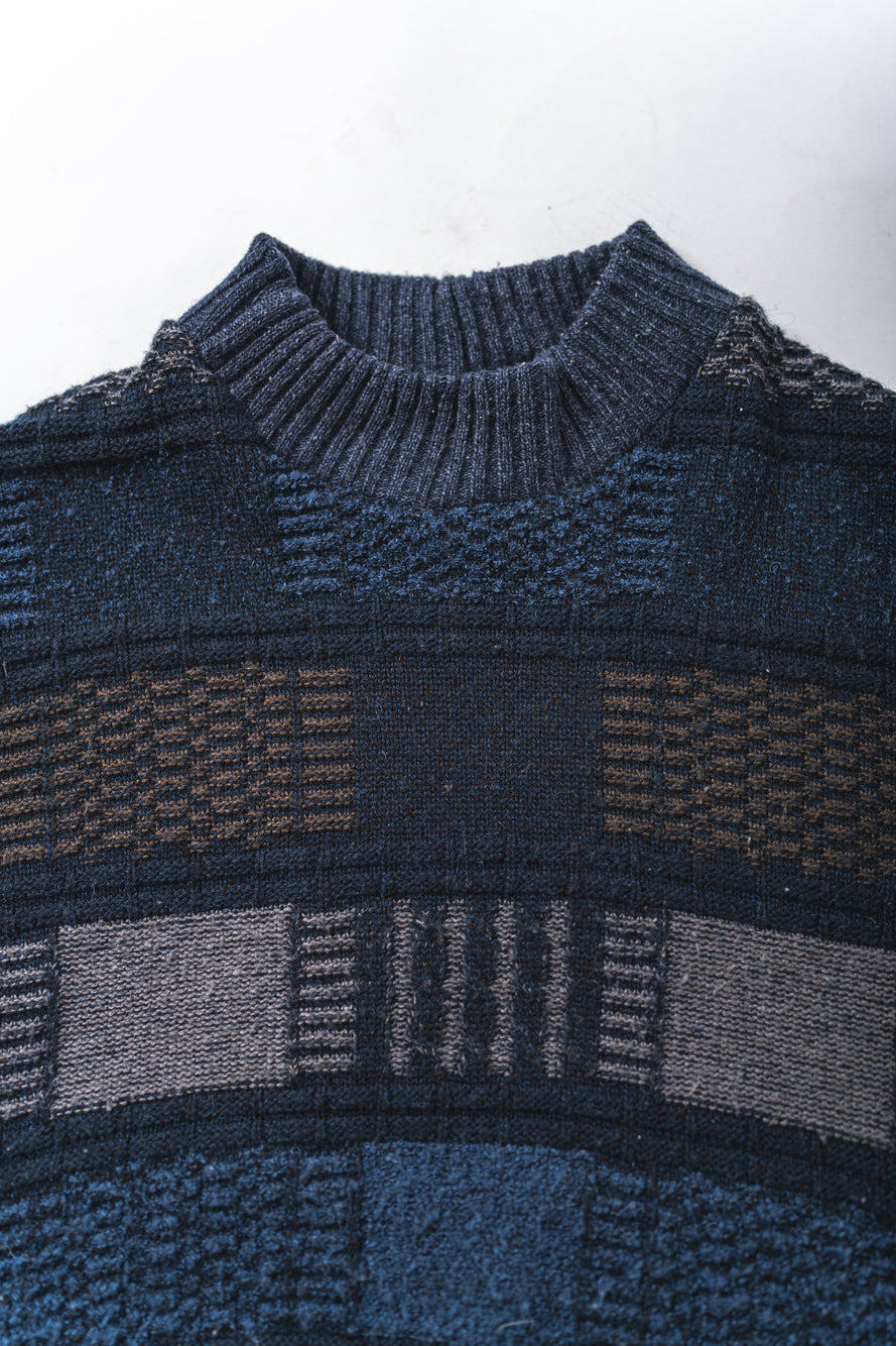 【REMAKEBYK×StyleReborn】Remake Cropped Knit Sweater Navy