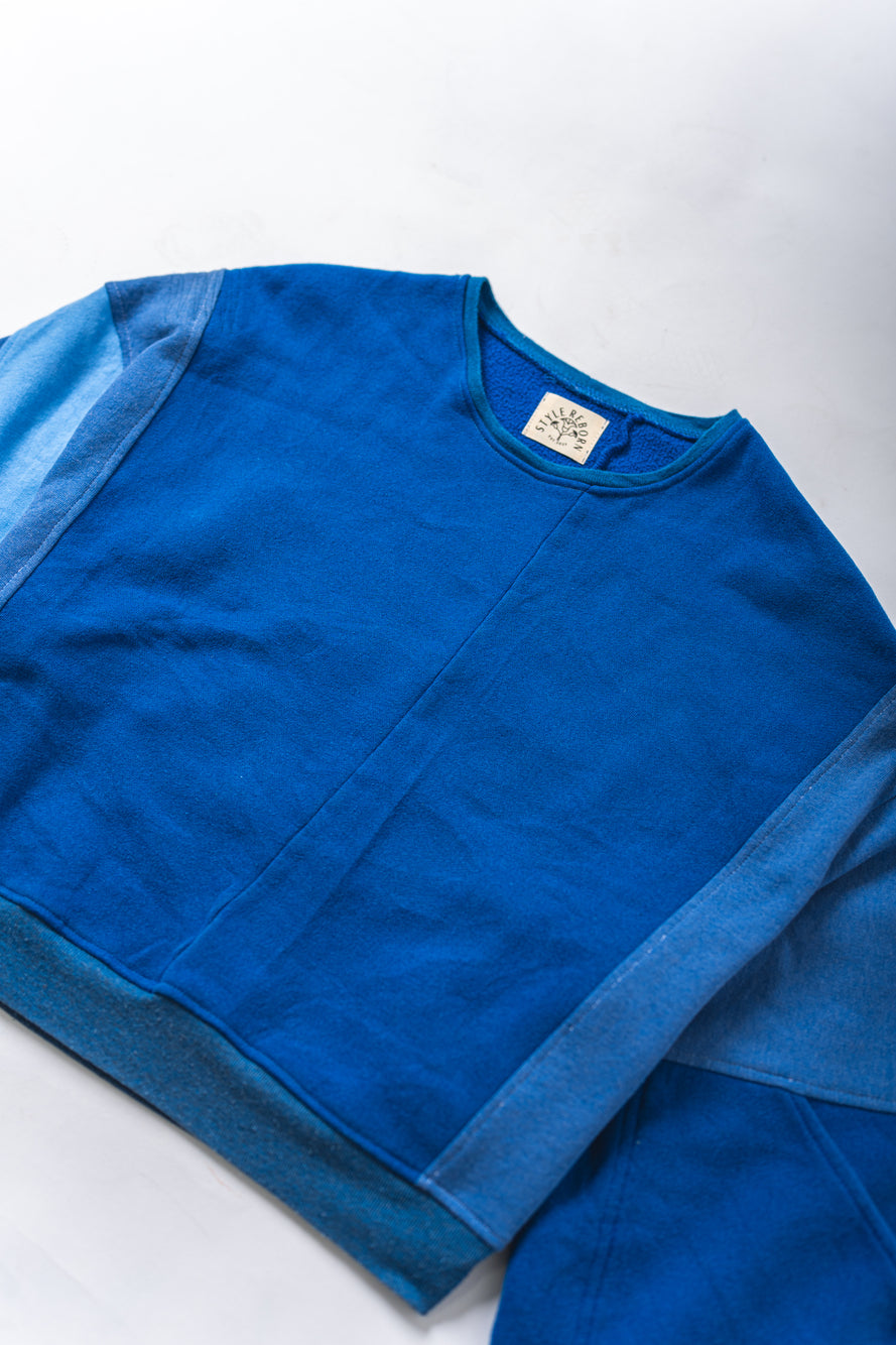 【REMAKEBYK×StyleReborn】Remake Cropped Sweat Blue