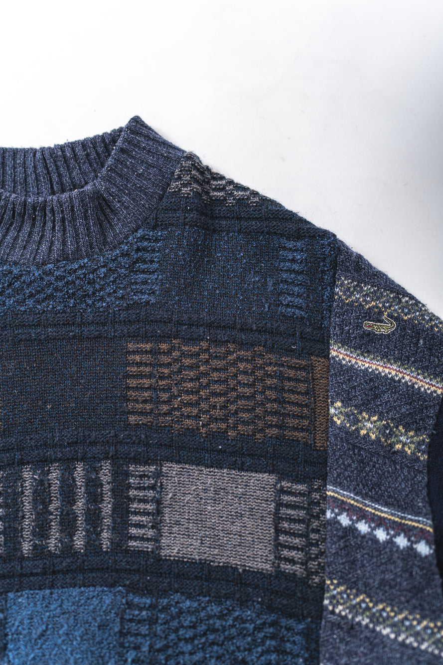 【REMAKEBYK×StyleReborn】Remake Cropped Knit Sweater Navy