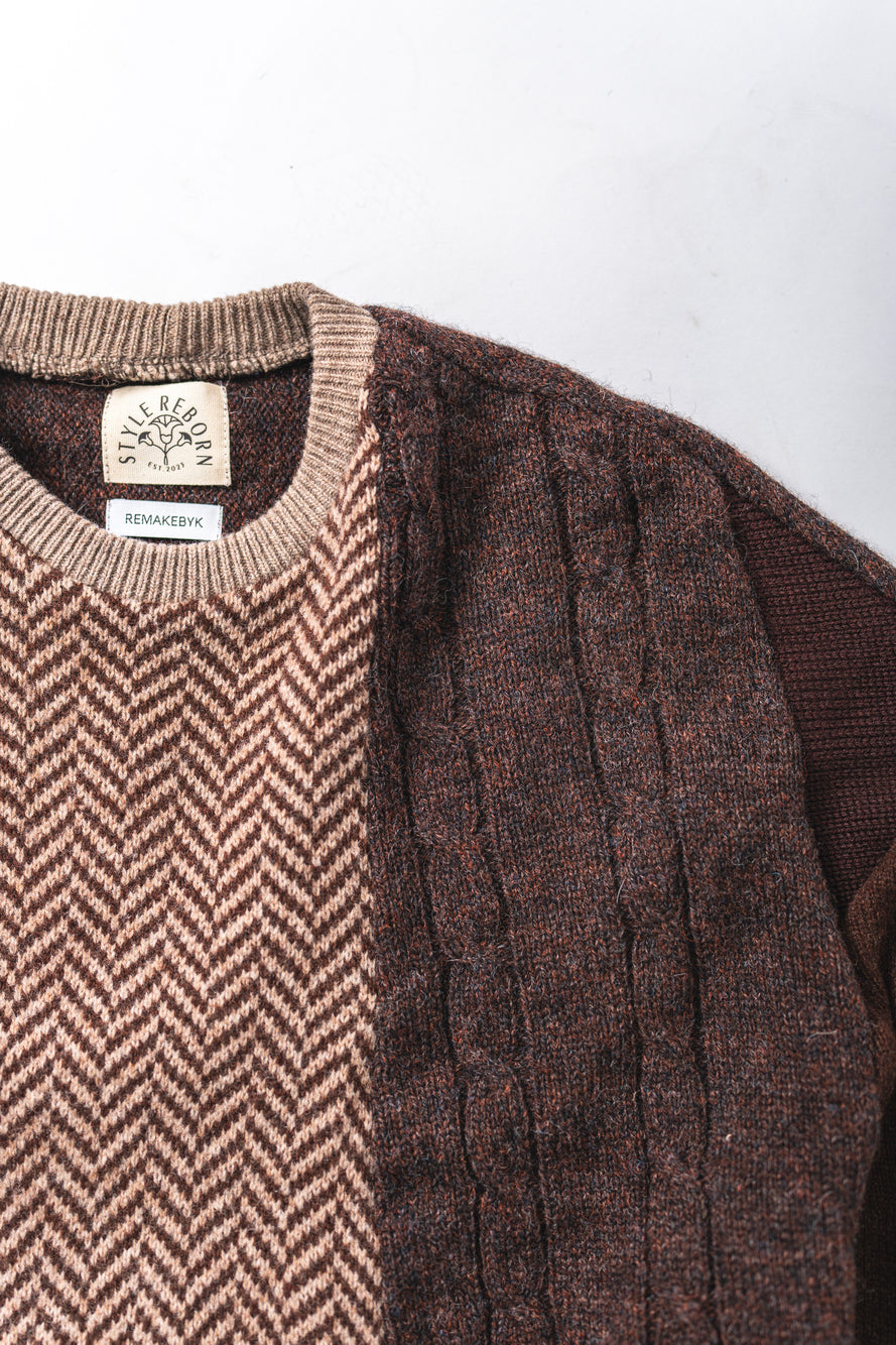 【REMAKEBYK×StyleReborn】Remake Cropped Knit Sweater Brown