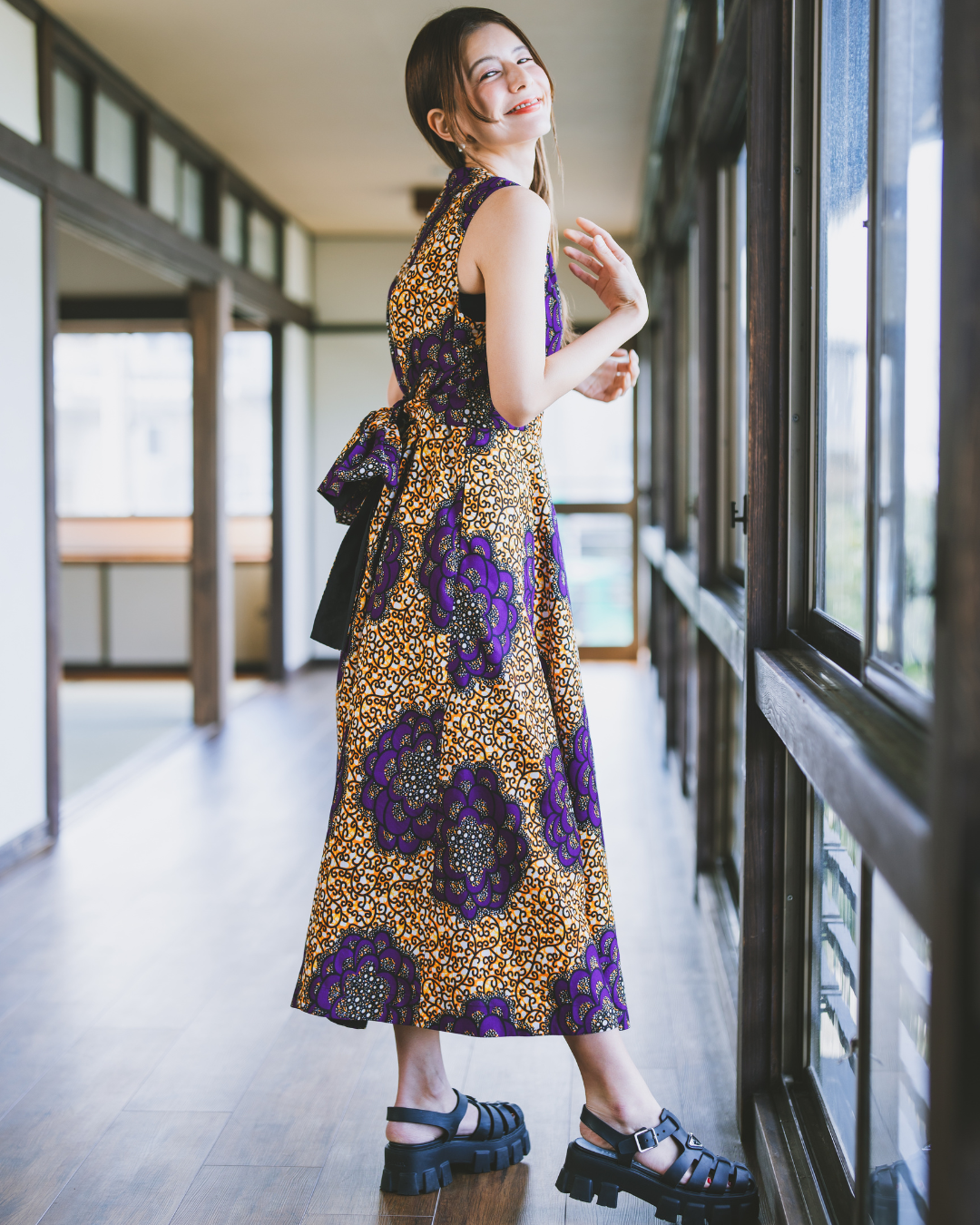 【moyan ecri× StyleReborn】AFRICA BACK OPEN DRESS