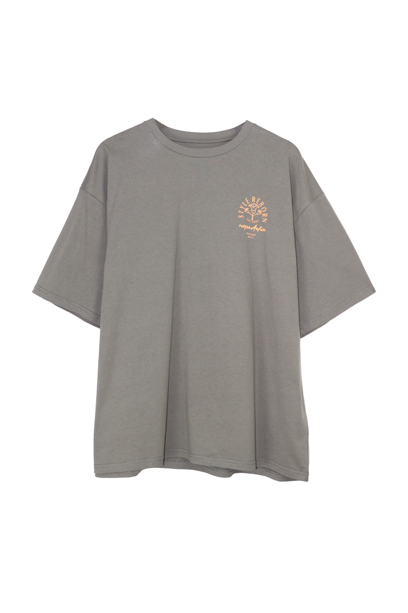 【moyan ecri× StyleReborn】パッチ刺繍 T-Shirt Trust in your Heart Charcoal