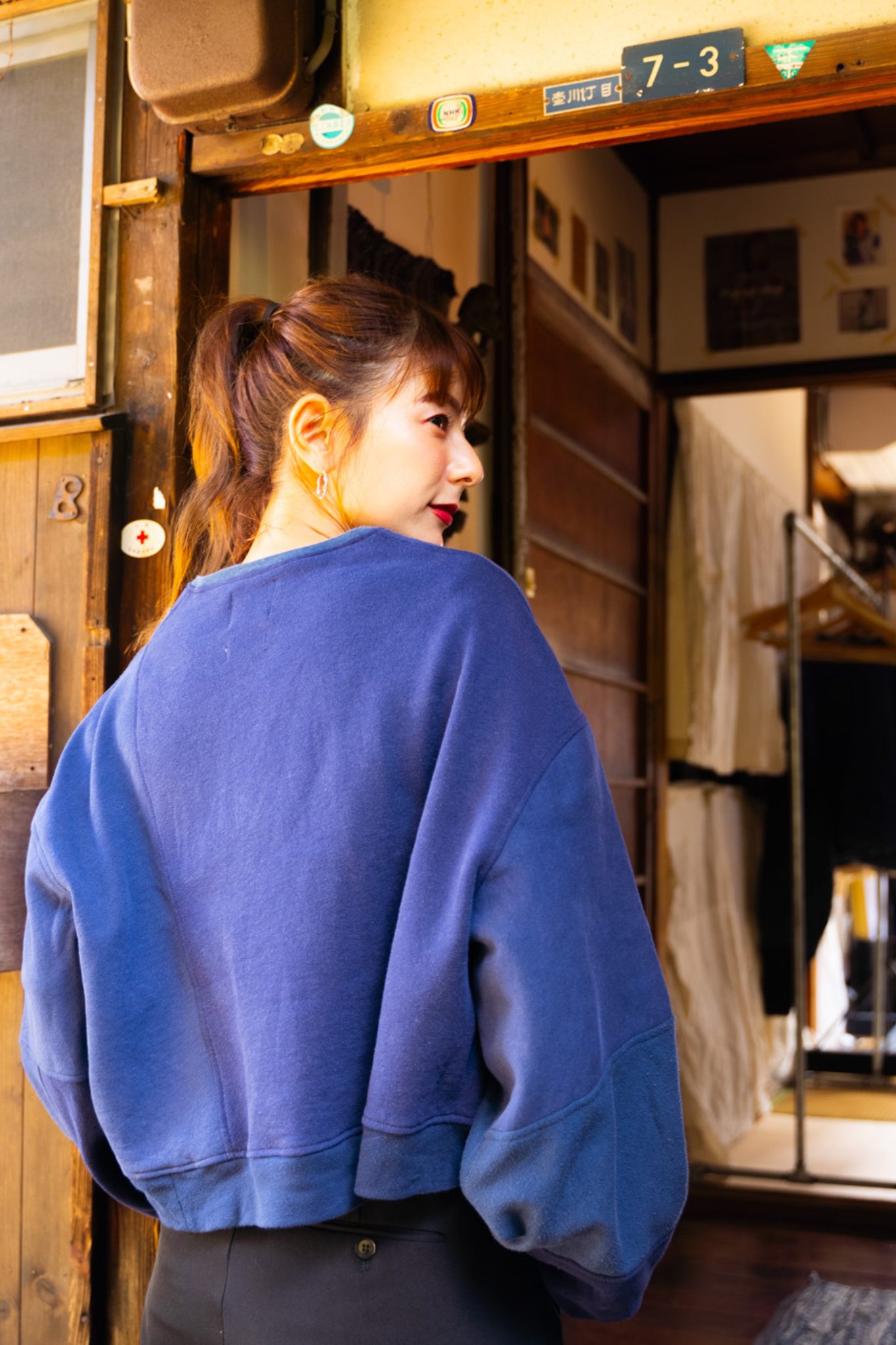 【REMAKEBYK×StyleReborn】Remake Cropped Sweat Navy