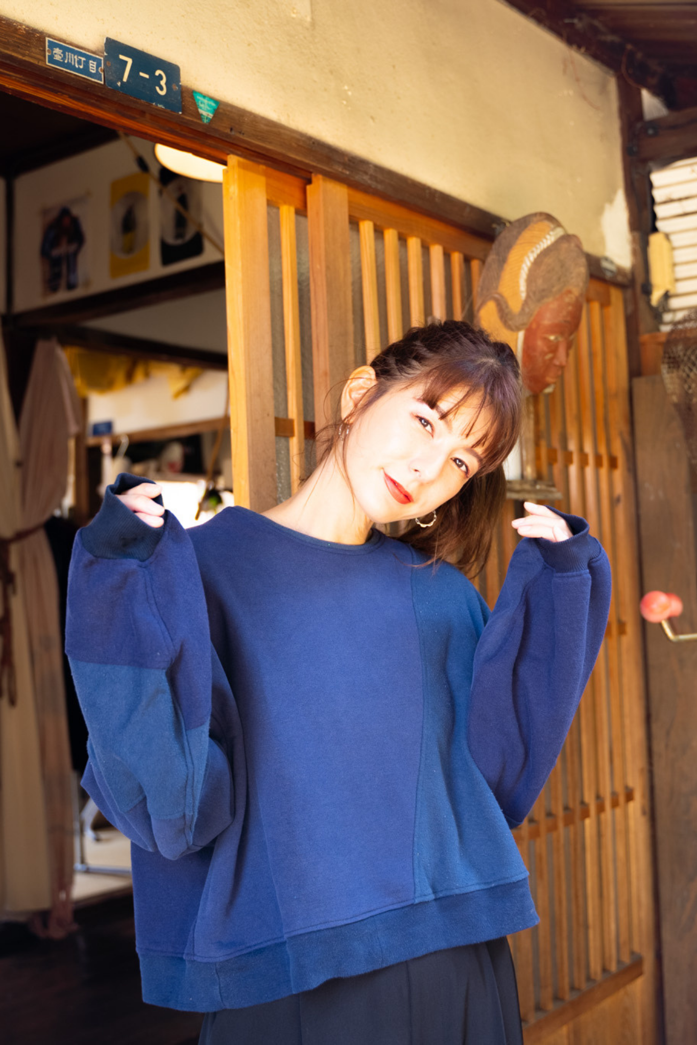 【REMAKEBYK×StyleReborn】Remake Cropped Sweat Navy