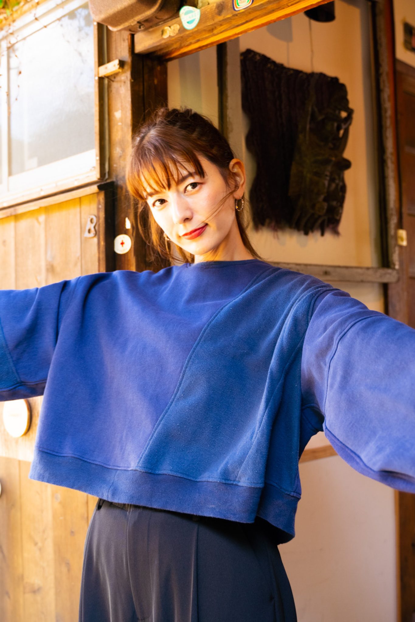 【REMAKEBYK×StyleReborn】Remake Cropped Sweat Navy