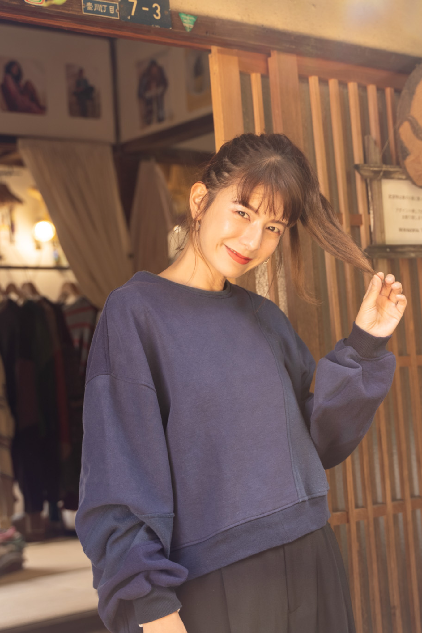 【REMAKEBYK×StyleReborn】Remake Cropped Sweat Navy