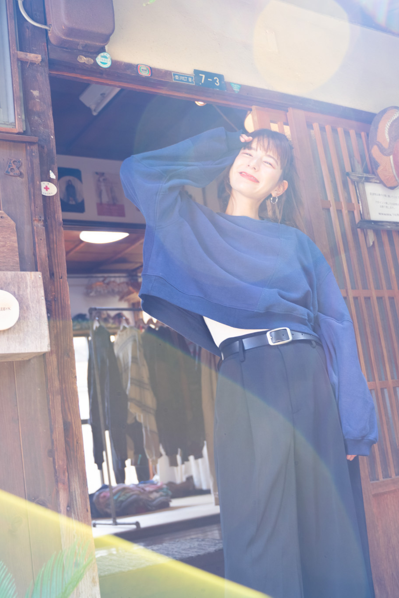 【REMAKEBYK×StyleReborn】Remake Cropped Sweat Navy