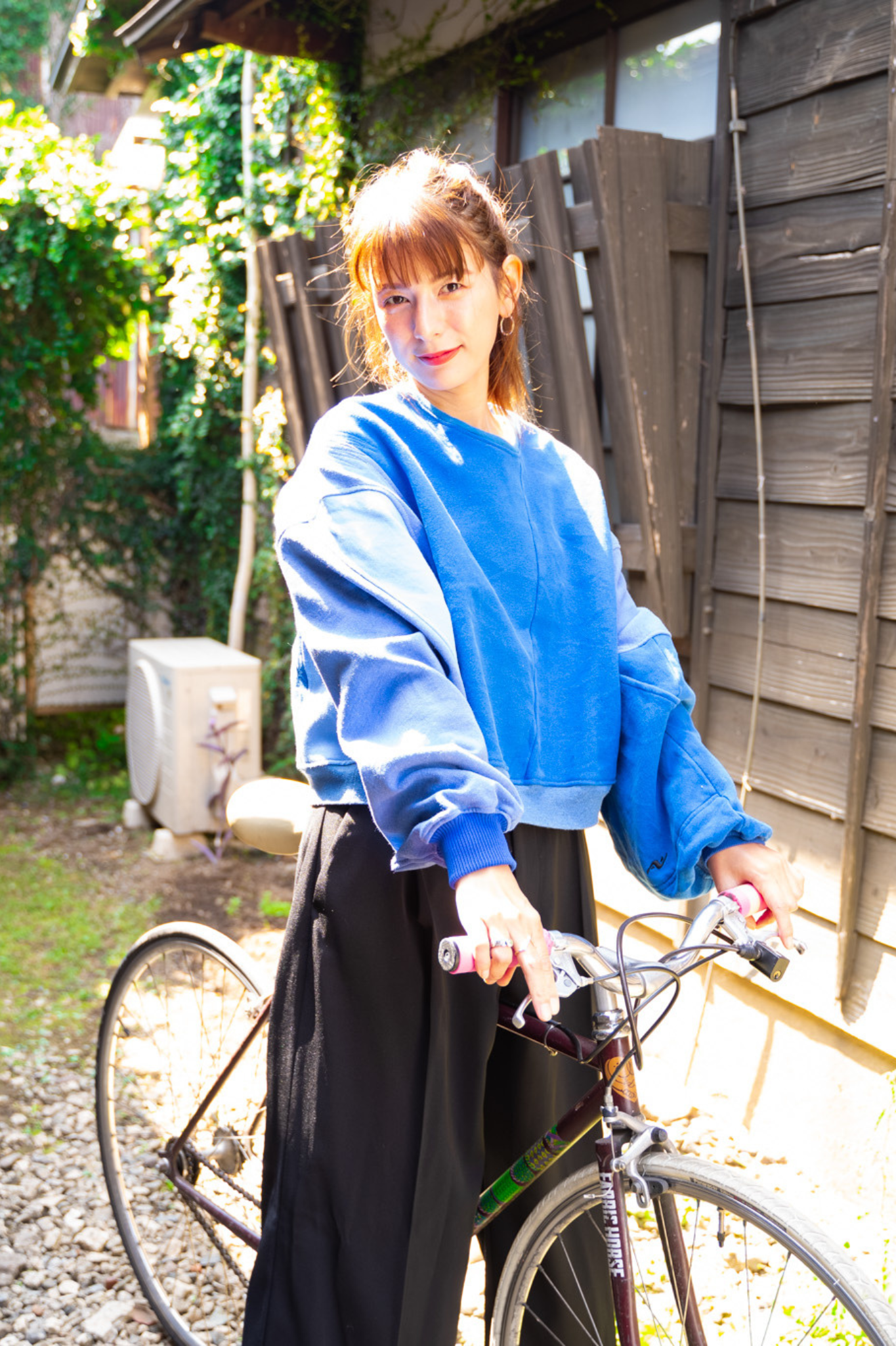 【REMAKEBYK×StyleReborn】Remake Cropped Sweat Blue
