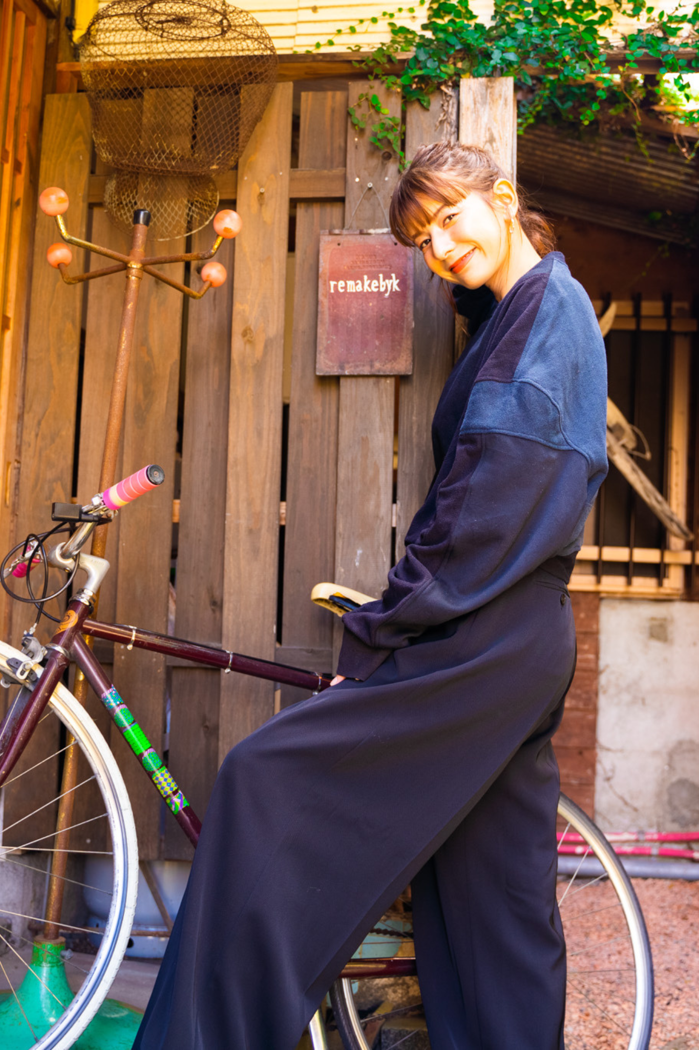 【REMAKEBYK×StyleReborn】Remake Cropped Sweat Black&Navy