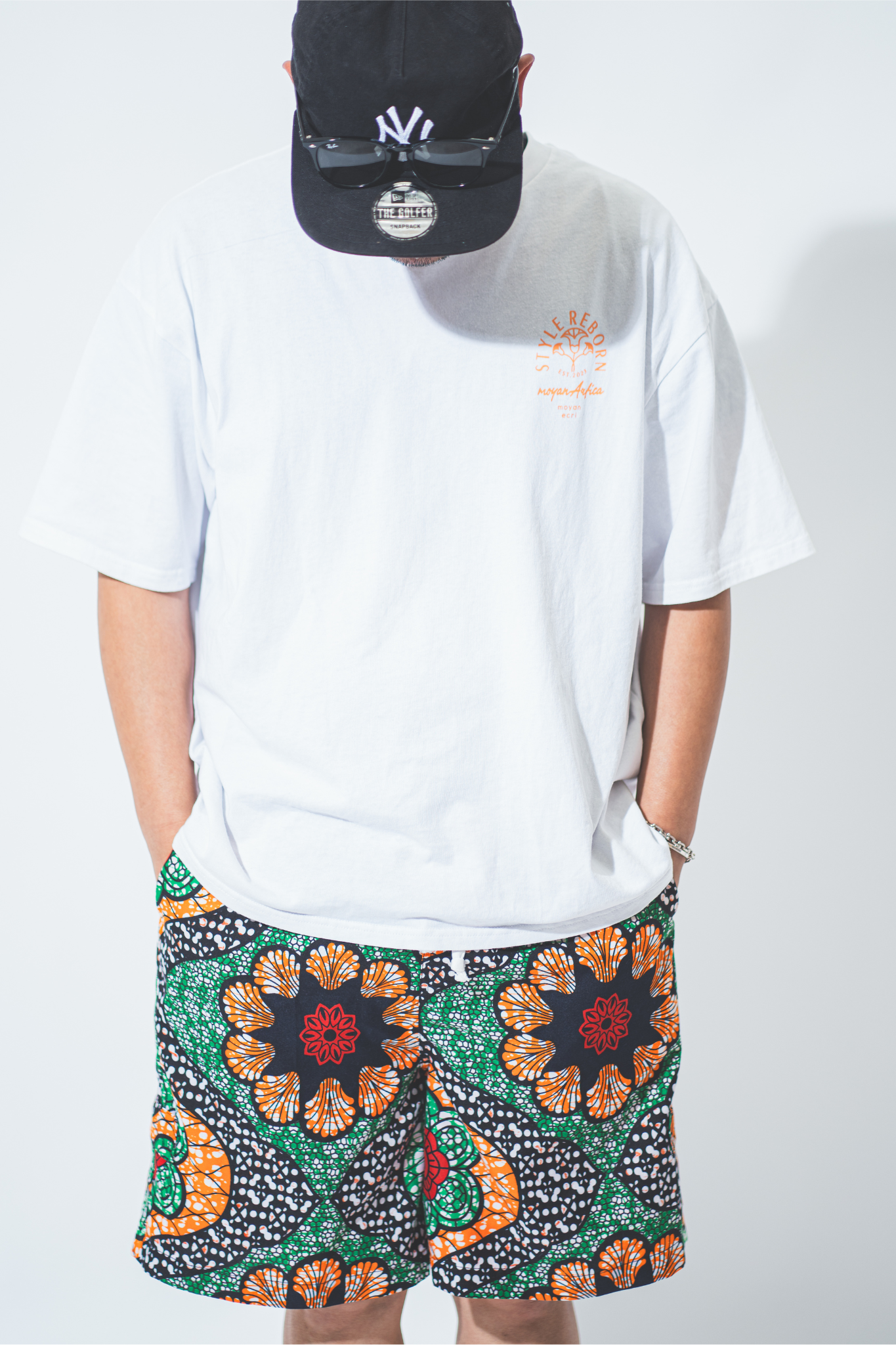 【moyan ecri× StyleReborn】パッチ刺繍 T-Shirt New Blocks Charcoal